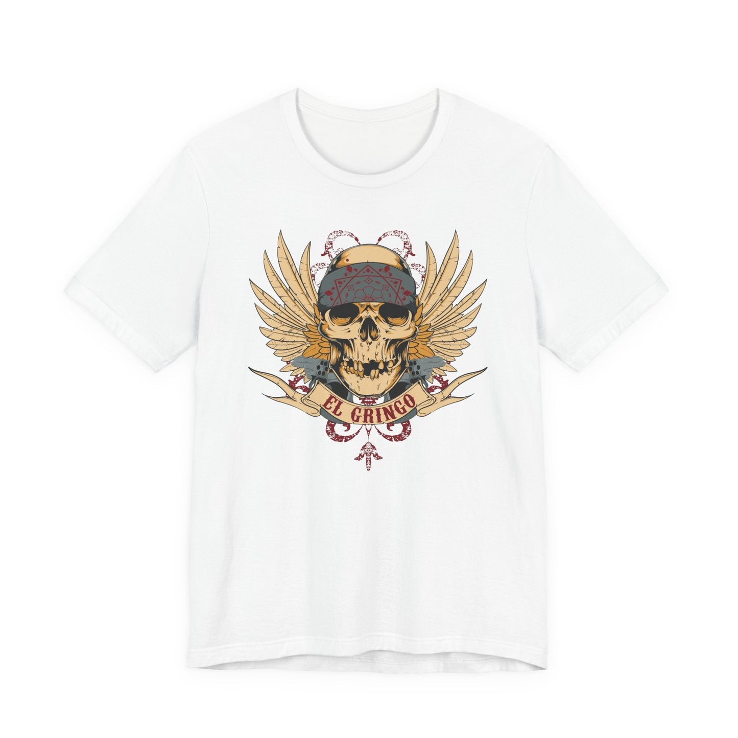 El Gringo Skull with Wings T-Shirt Vintage Tattoo Style Art-53
