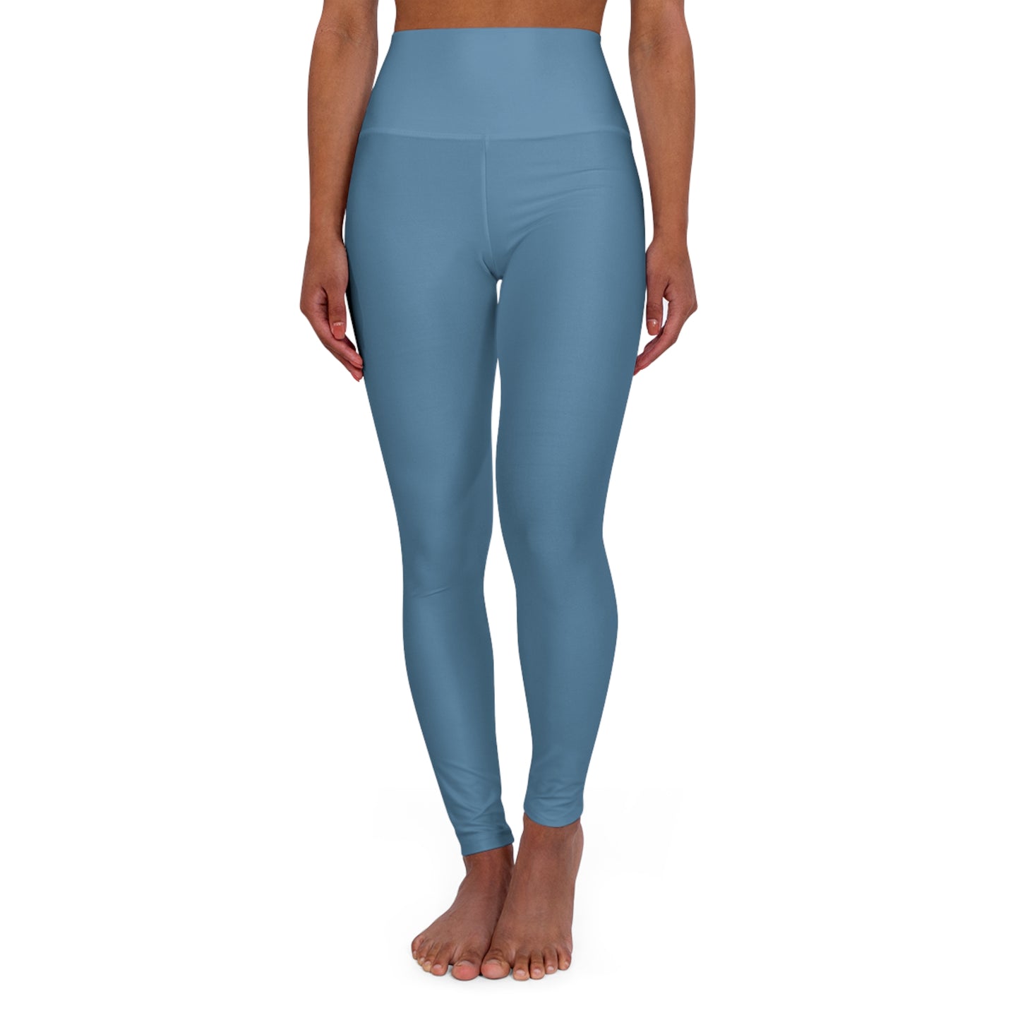 High-Waist Air Force Blue Yoga Leggings Women's Seamless Poly-Span Stretchy Blue Activewear Pants