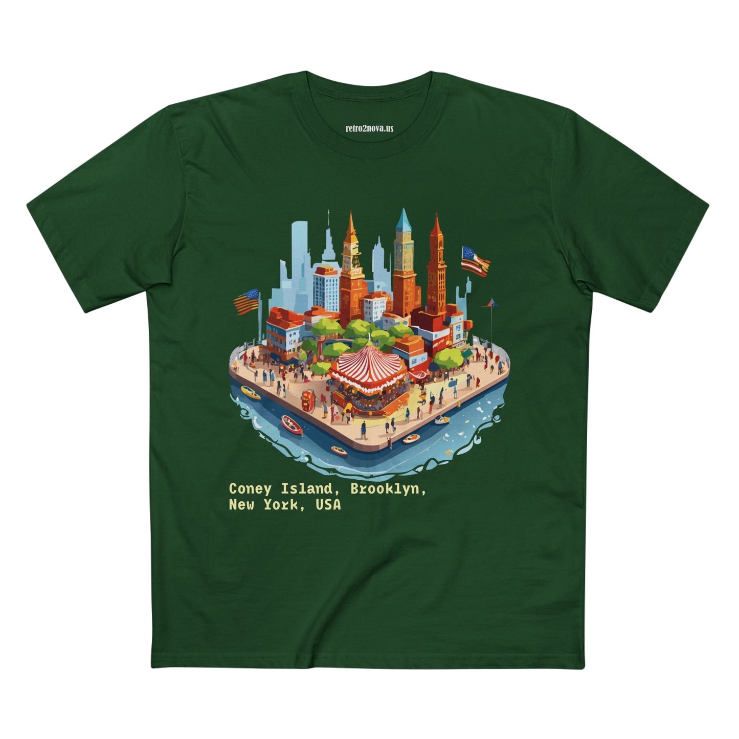 Unisex Premium Cotton Staple Tee With Original Art Design From Retro2Nova Brooklyn Travel Shirt