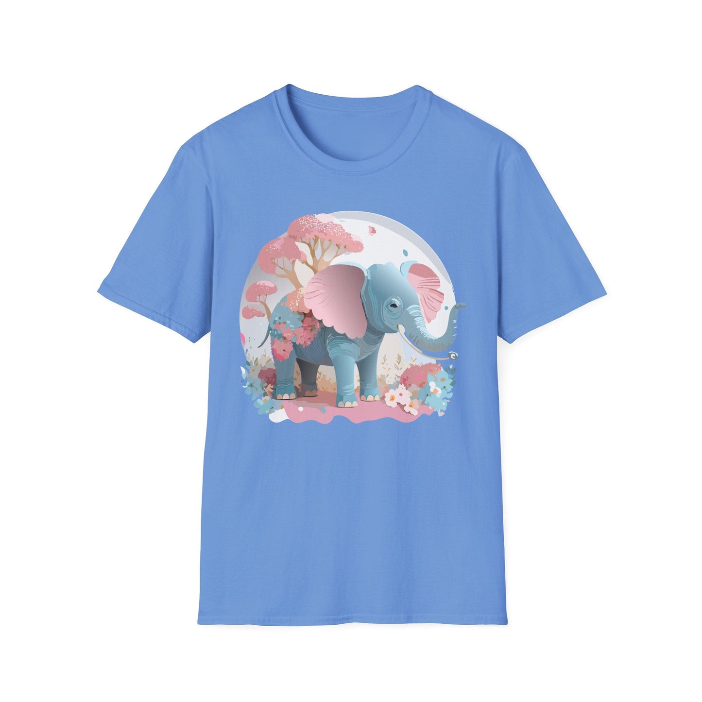 Unisex Elephant Graphic Tee Gildan Softstyle 64000 100 Percent Ring Spun Cotton Fabric