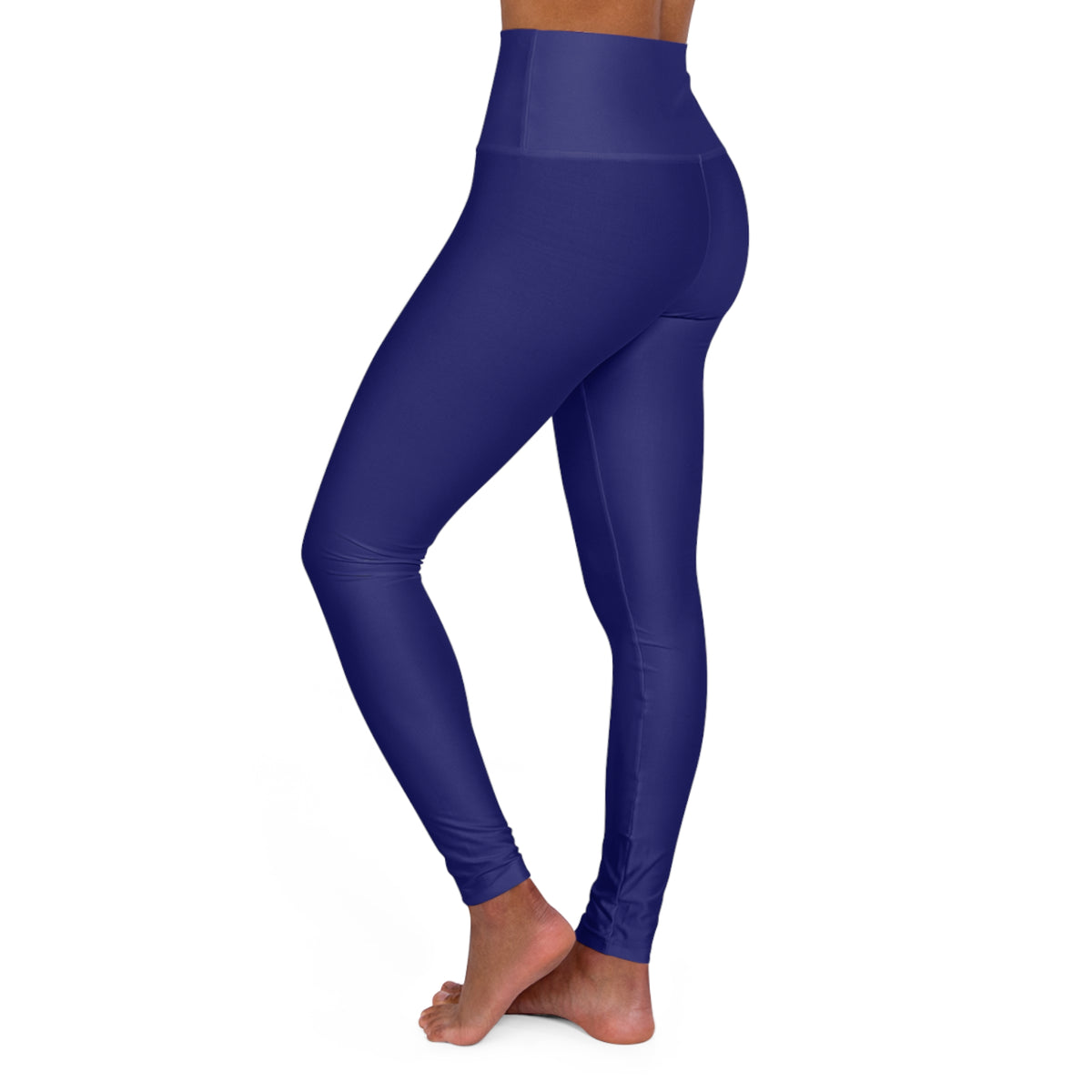 High-Waist Midnight Blue Yoga Leggings Women's Seamless Poly-Span Solid Navy Athletic Leggings for Workout