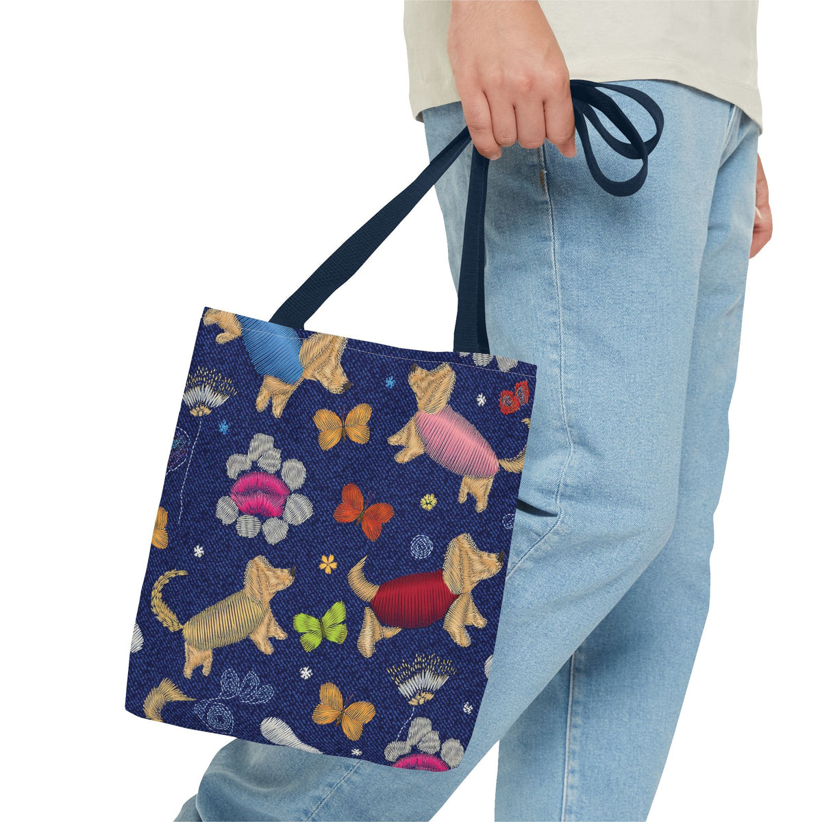 Denim Fabric Imitation Print Unisex Canvas Bag Poly Spun 3 Sizes Tote Bag 191-4