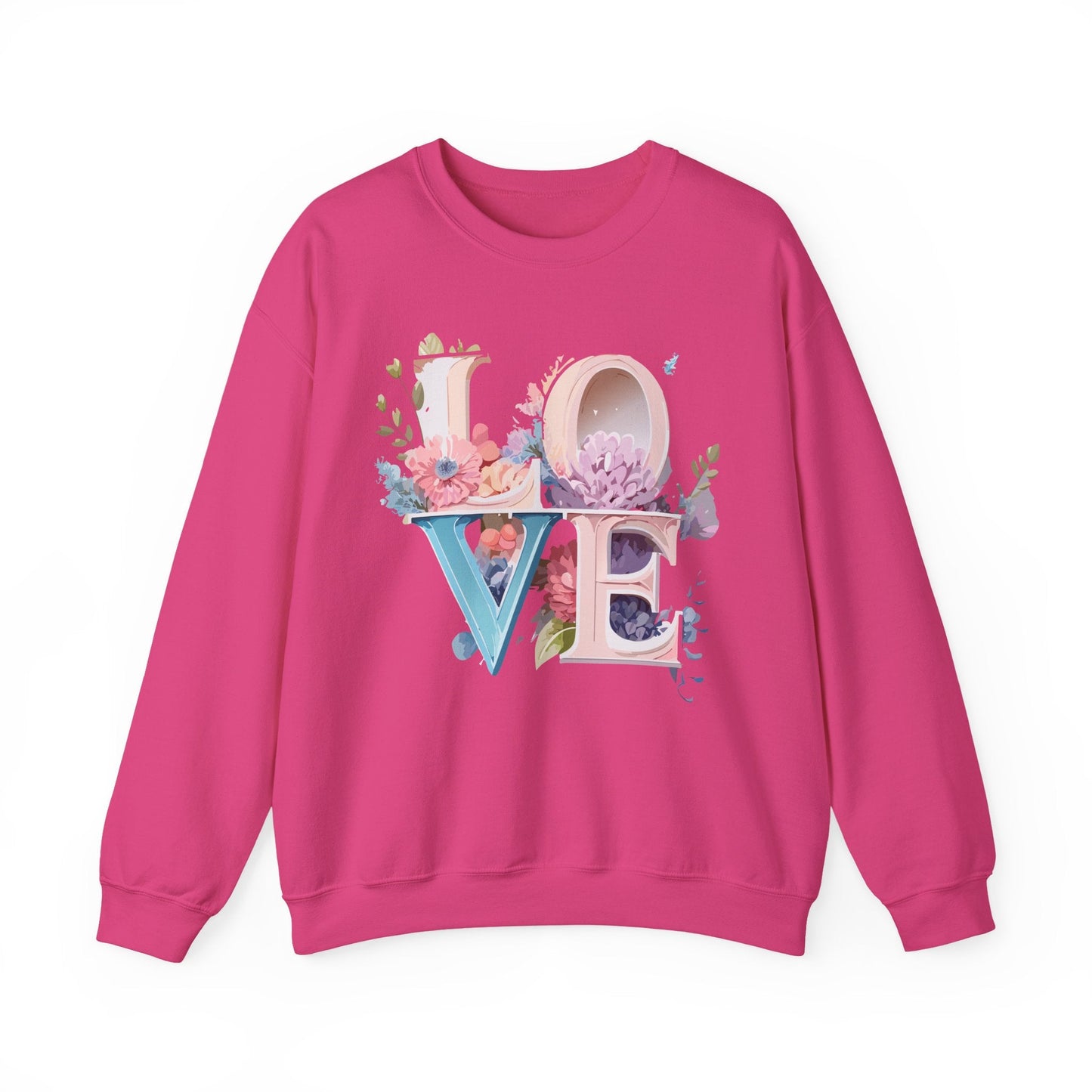 Floral Love Sweatshirt Valentines Day Sweatshirt Love Flower Unisex Crewneck Sweatshirt