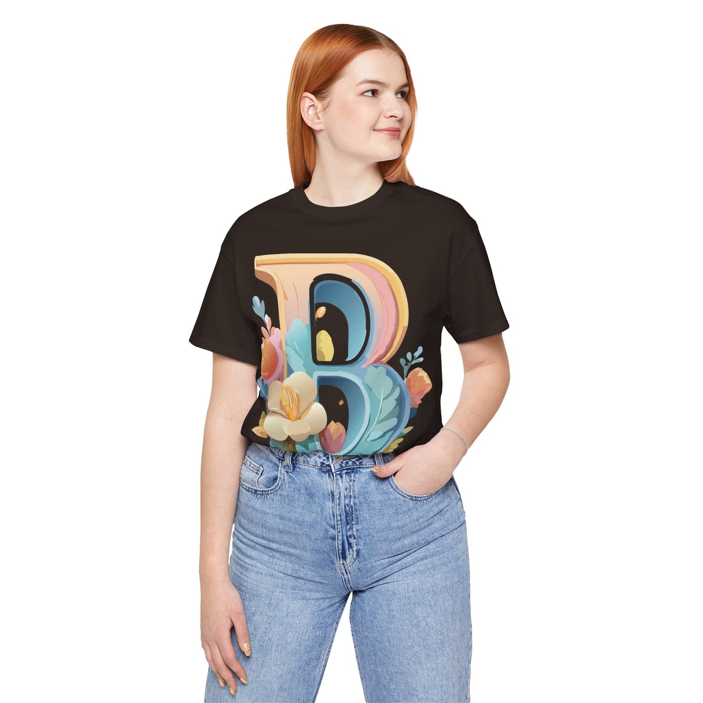 Letter B Graphic Tee Unisex Jersey Short Sleeve With Vintage Inspired Artwork By Adelpha