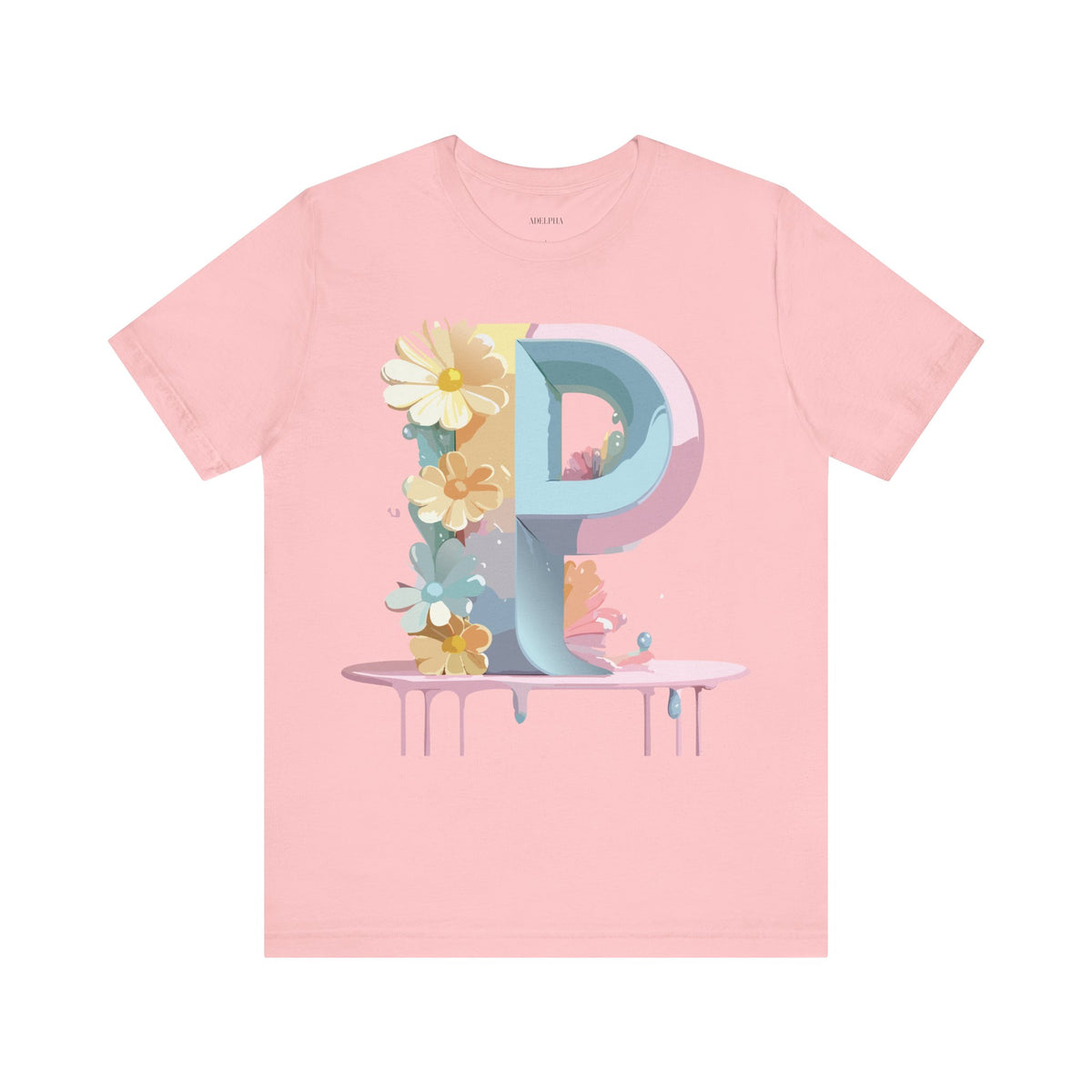 Letter P Graphic Unisex Cotton Bella+Canvas Tee with Art Letter Design
