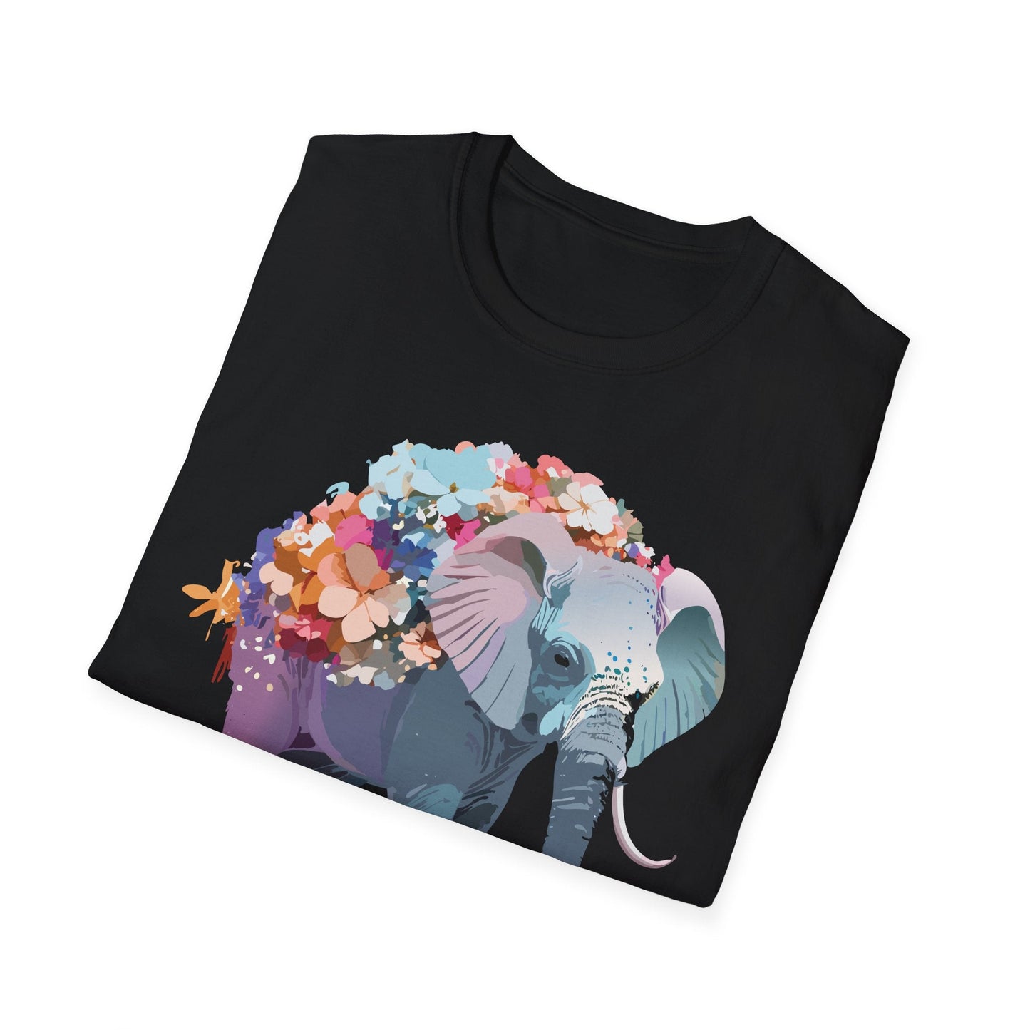 Elephant T Shirt Unisex Softstyle Tee 100 Percent Ring Spun Cotton Animal Design