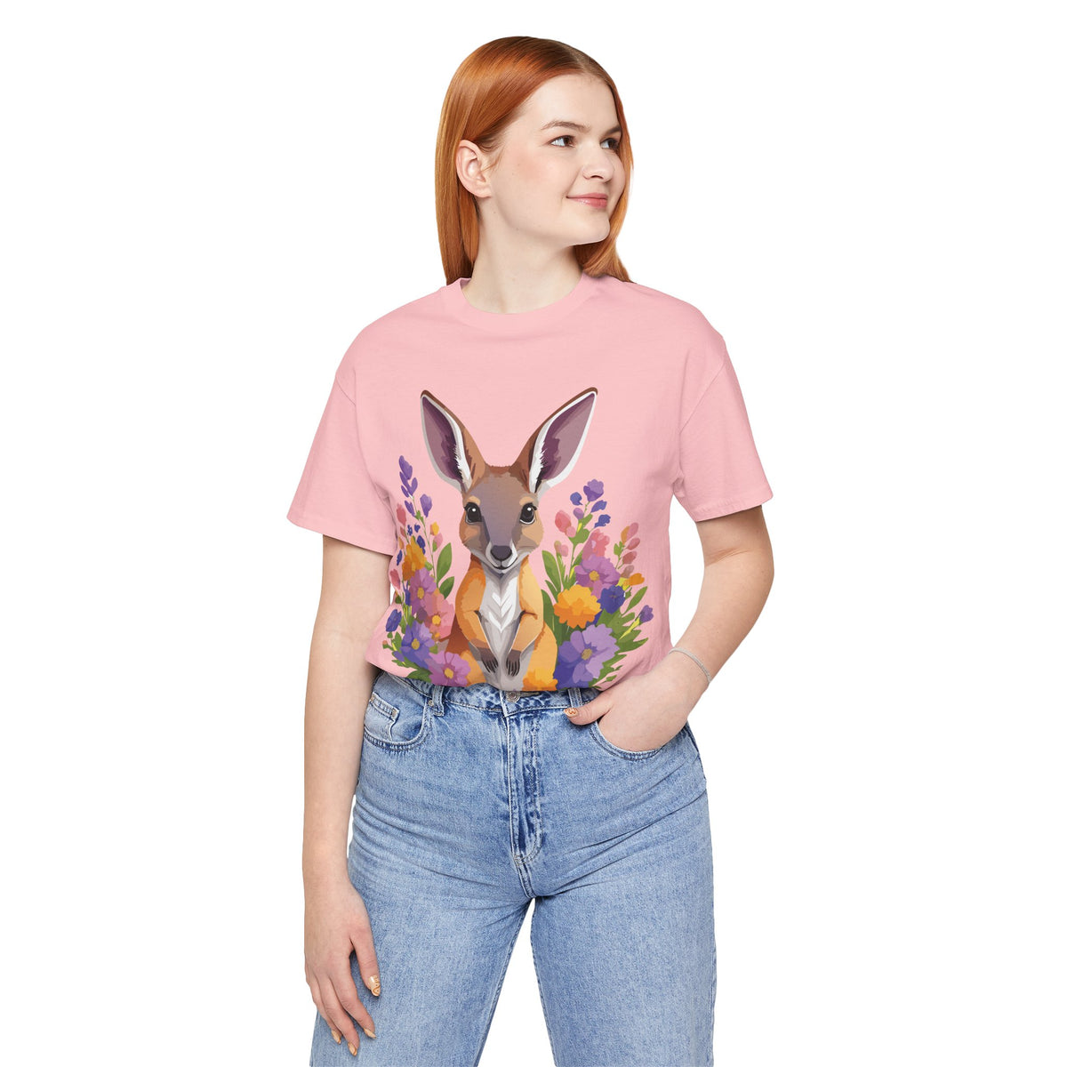Kangaroo Graphic Unisex Cotton Bella+Canvas Tee with Art Animal Design e314