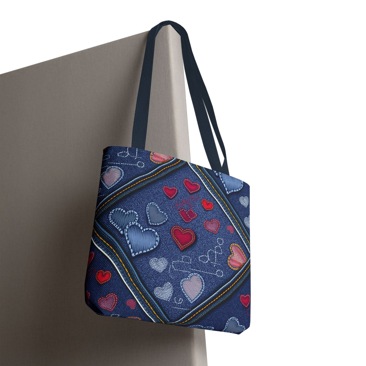 Love Day Graphic Design Denim Fabric Imitation Print Unisex Canvas Bag POLY 3 Sizes Tote Bag 201-30