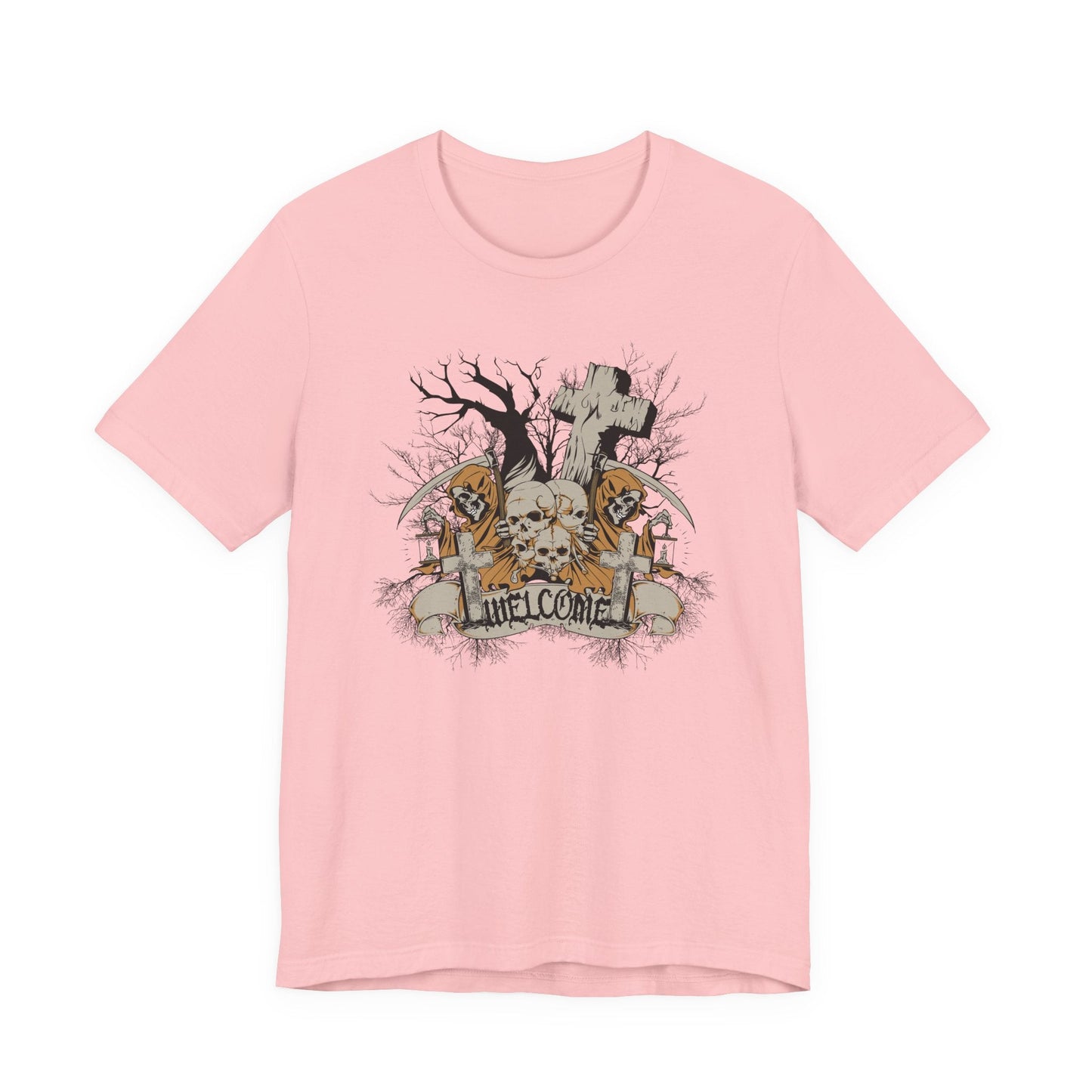 Skull Halloween Graphic Design Unisex Cotton T-Shirt Art-50