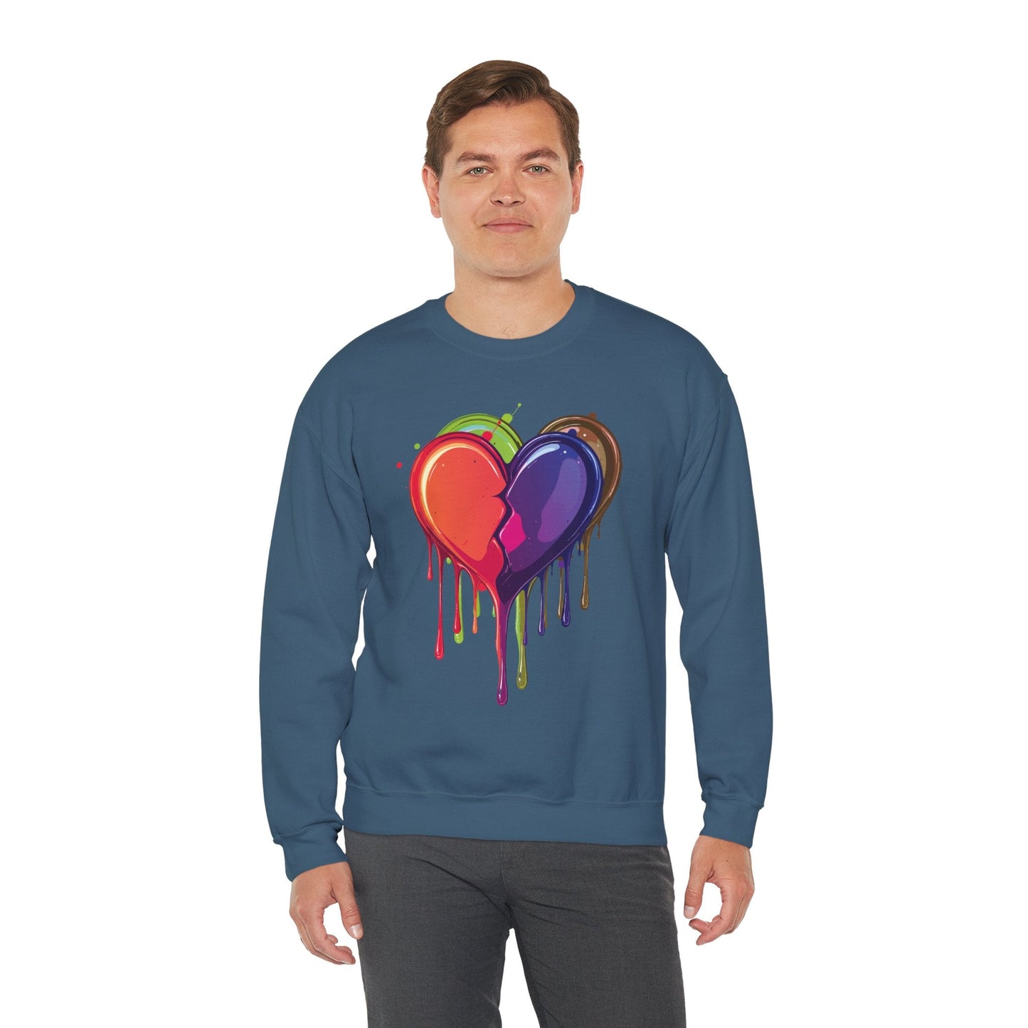 Unisex Double Heart Sweatshirt Valentines Day Love Theme Big Heart Design