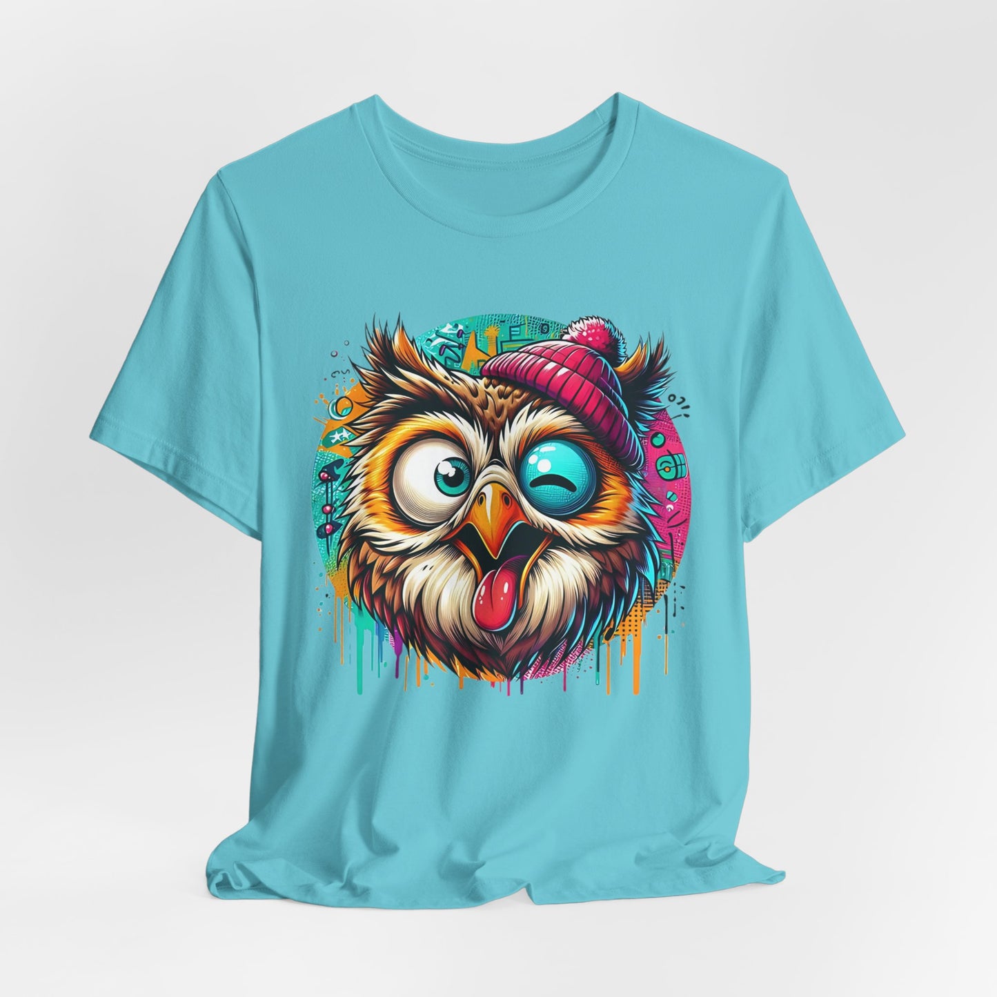 Colorful Owl Graphic Tee, Fun Owl Shirt, Funny Bird Shirt, Cute Cartoon Tees, Animal T-Shirt, Animal Tees, Art Design T-Shirt