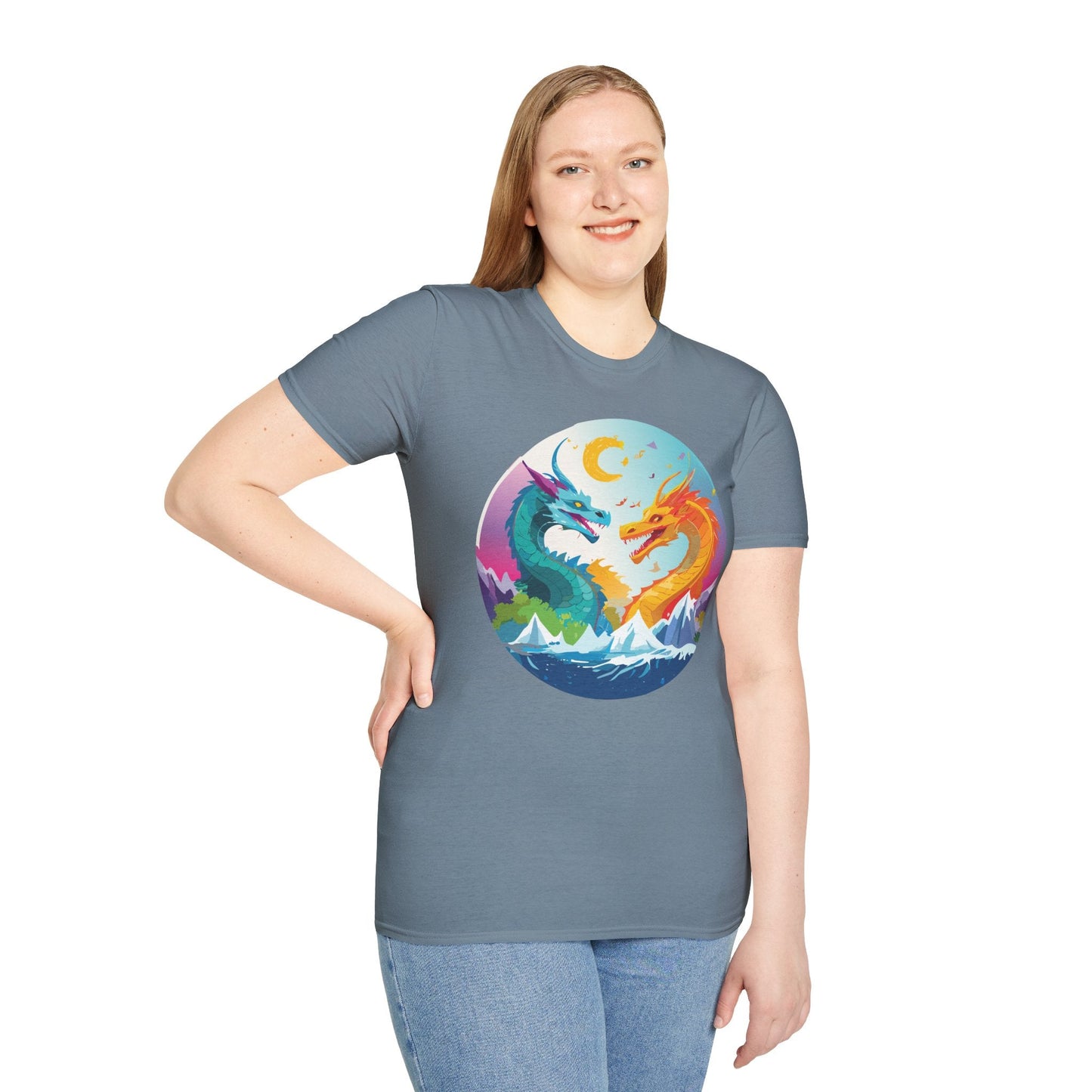 Dragon T Shirt Unisex Gildan Softstyle 64000 Tee Dragon Artwork Animal Print Shirt