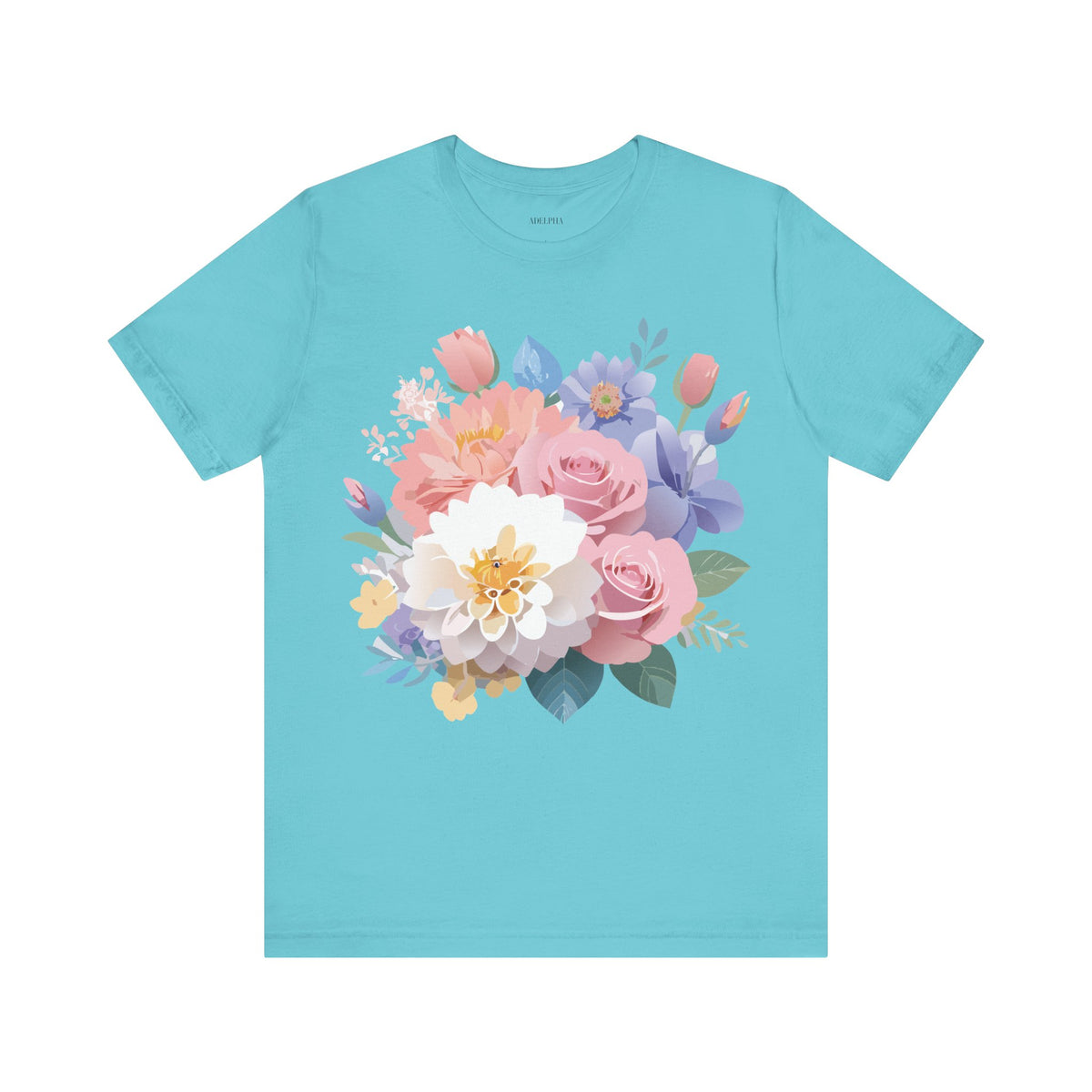 Floral Graphic Unisex Cotton Bella+Canvas Tee with Flowers Art Design n120