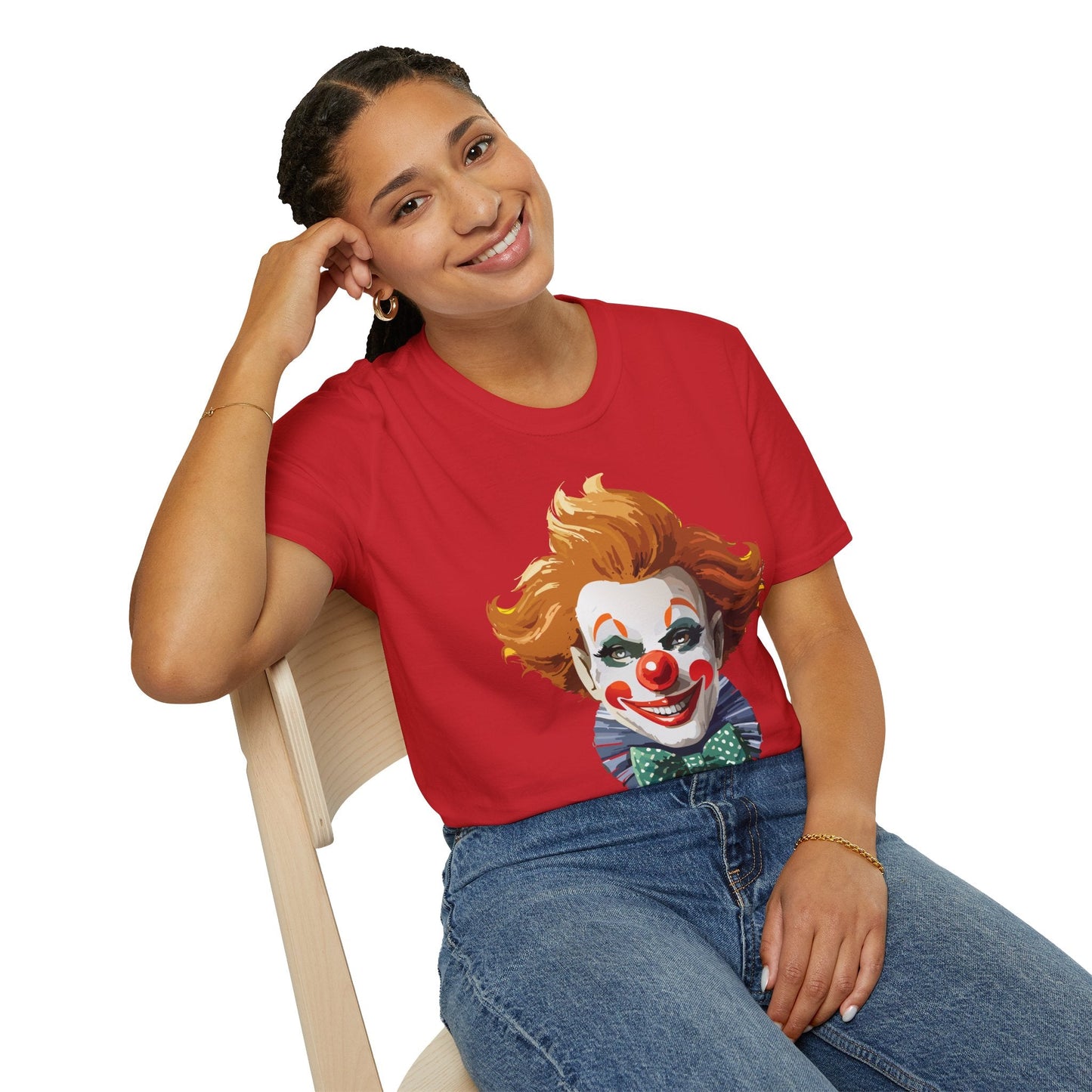 Clown Theme T Shirt Funny Man Circus Scary Man Unisex Gildan Softstyle Graphic Tee Everyday Wear