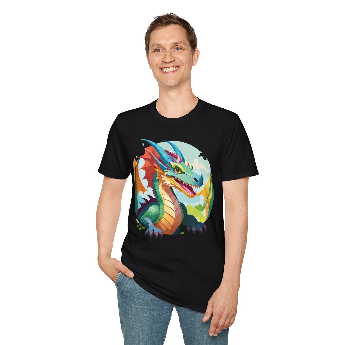 Unisex Dragon Graphic Tee By Gildan Softstyle 64000 Short Sleeve Cotton Tee Art Design