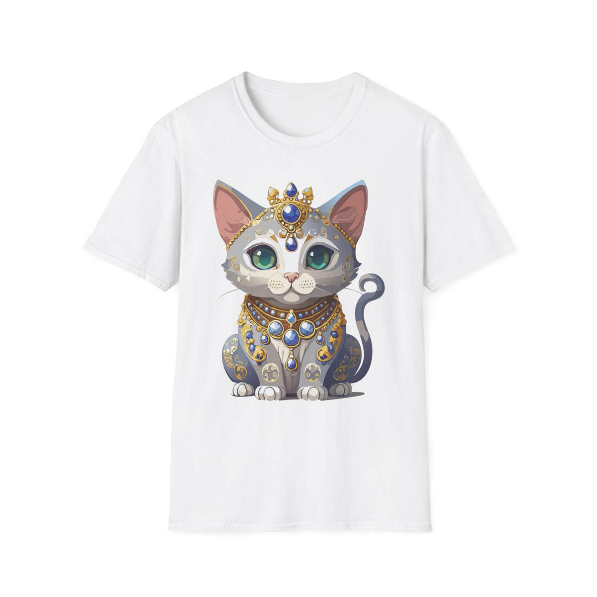 Jeweled Royal Cat T-Shirt | Gemstone Crown Kitty