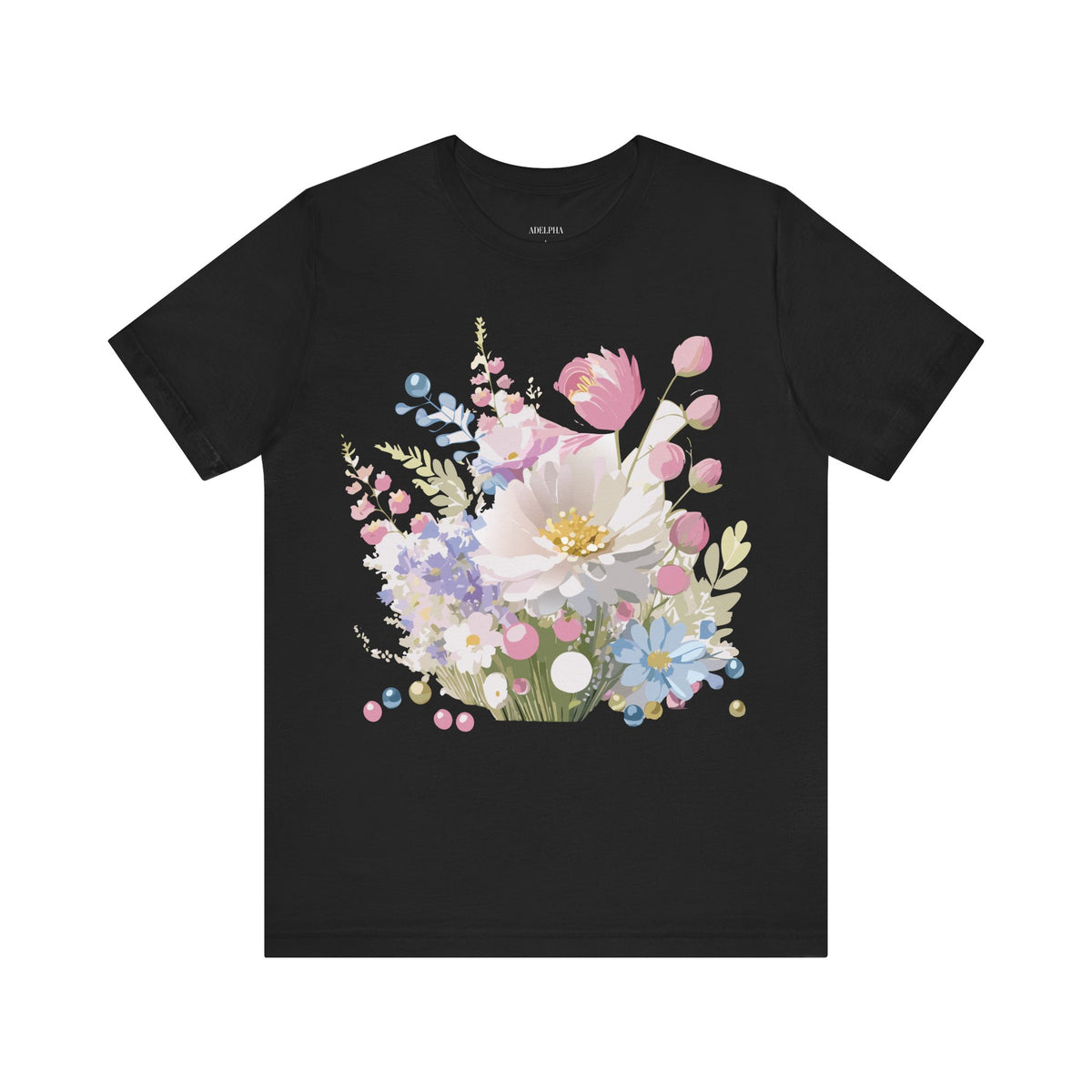 Floral Graphic Unisex Cotton Bella+Canvas Tee with Flowers Art Design n121