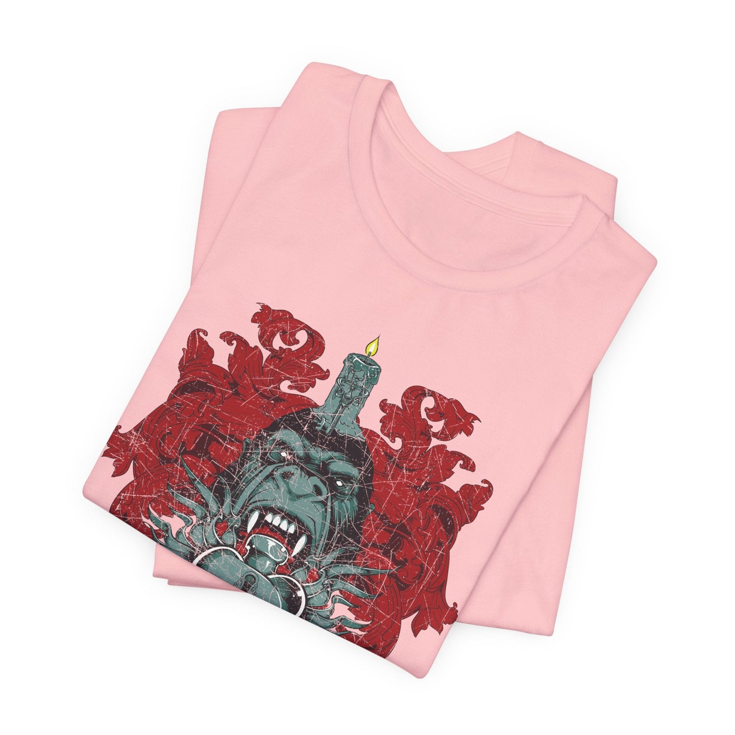 Gorilla Crest with Sword and Heart T-Shirt Heraldic Gothic Design Rock Band T-Shirt