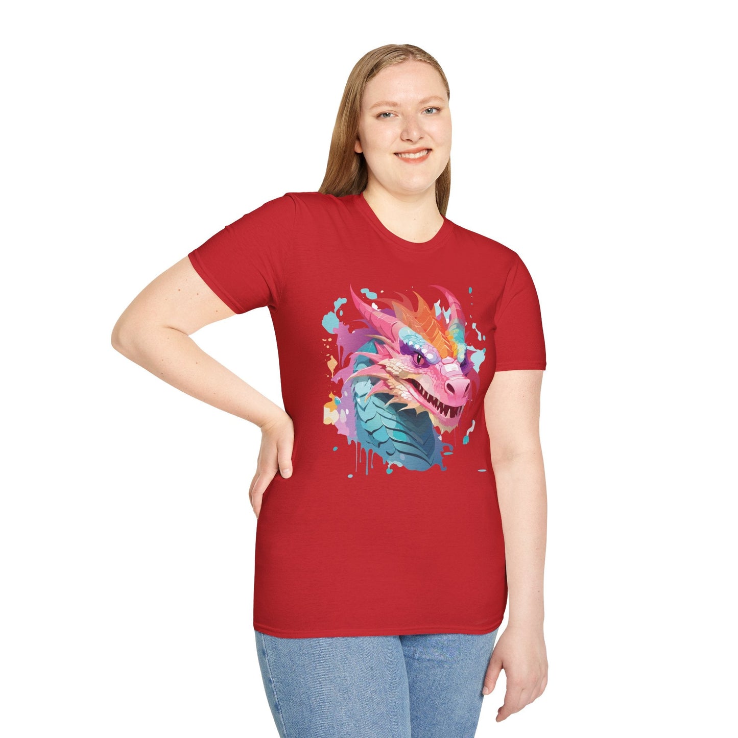 Dragon Graphic Unisex Cotton Softstyle Art Design Tee With Animals 22