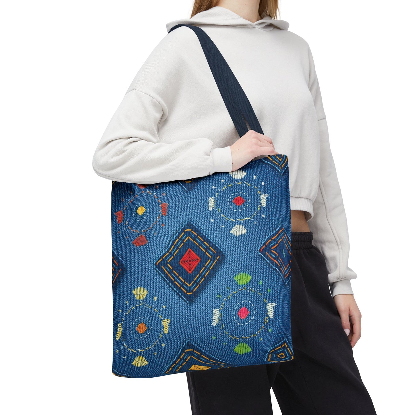 Diwali Graphic Denim Fabric Imitation Print Unisex Canvas Bag Poly Spun 3 Sizes Tote Bag 205-24