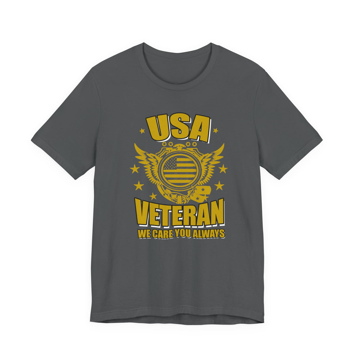 USA Veteran T-Shirt Military Emblem Winged Badge Stars Unisex Cotton v59