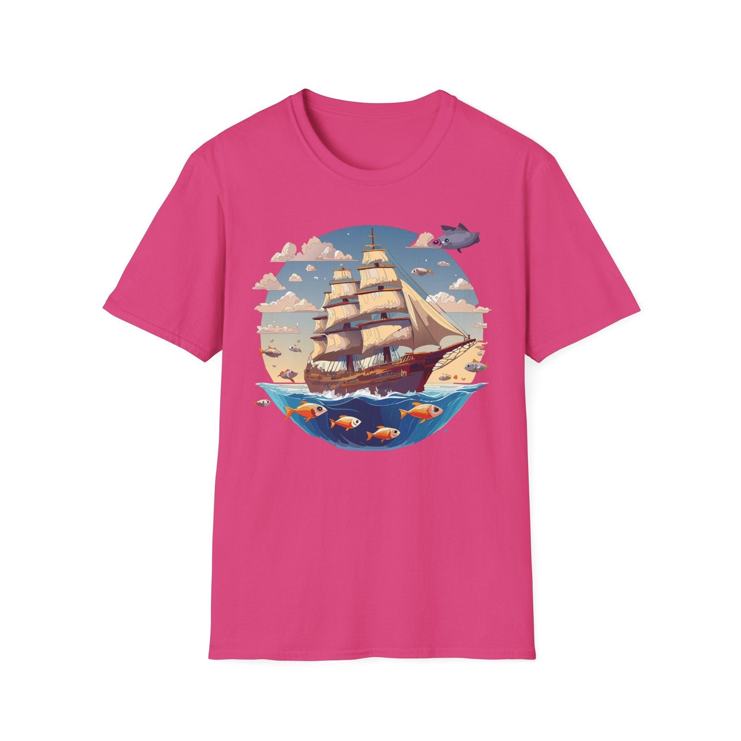 Nautical Ship Frigate Vessel T Shirt Unisex Premium Softstyle Cotton Tee Gildan 64000