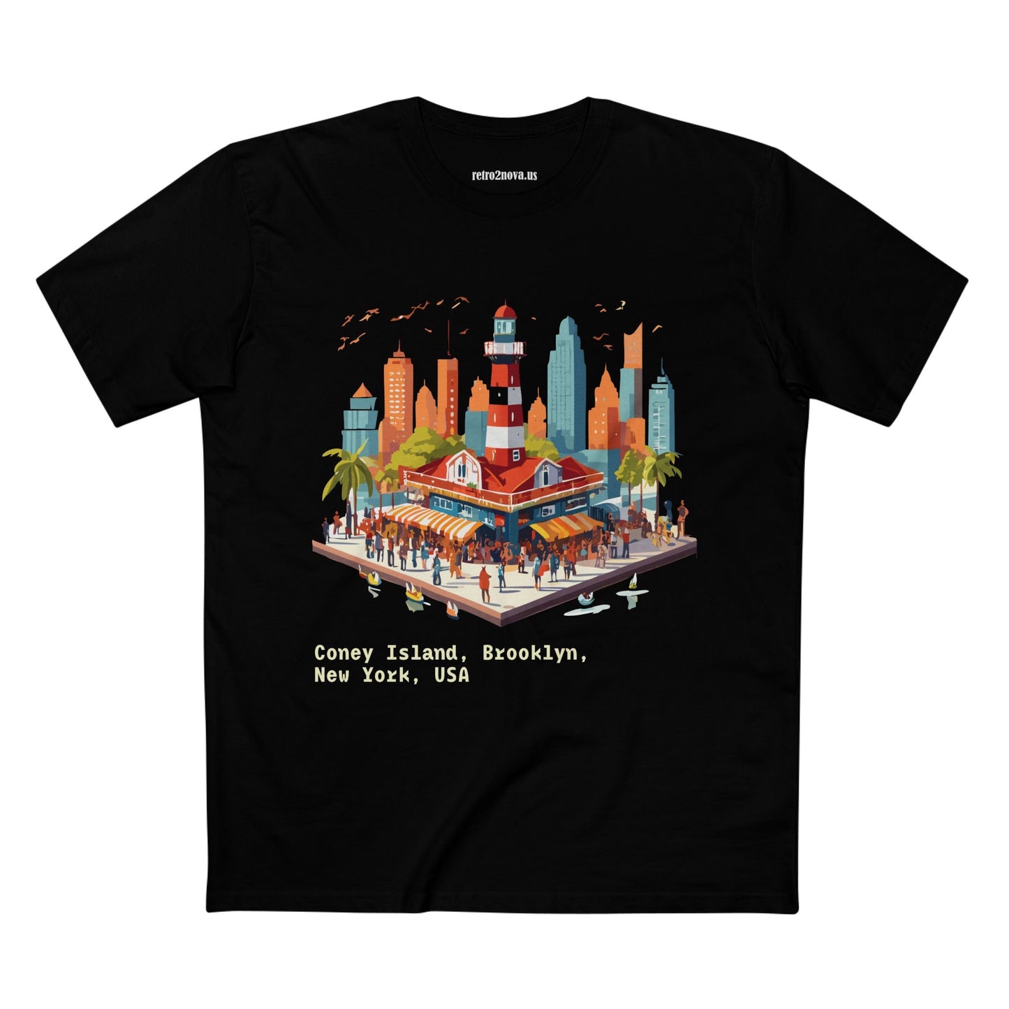 Unisex Travel Shirt Brooklyn Tourist Shirt Premium Cotton Tee with Original Art by Retro2Nova TT25