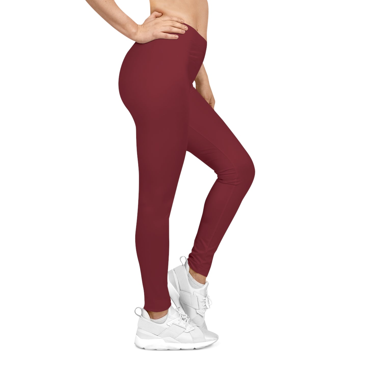 Burgundy Color Women's Poly-Span Casual Leggings XS-2XL