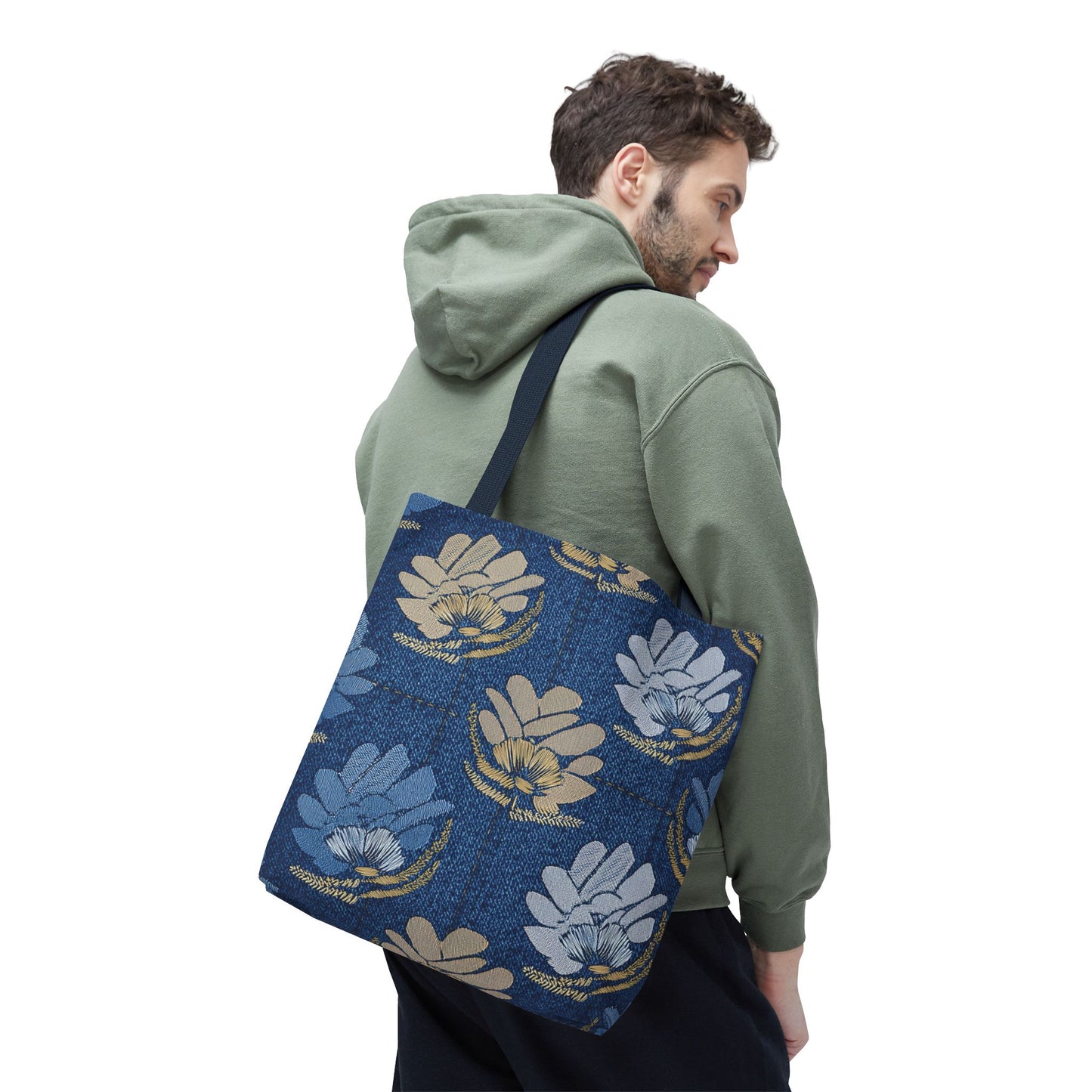 Denim Fabric Imitation Print Unisex Canvas Bag Poly Spun 3 Sizes Tote Bag 119
