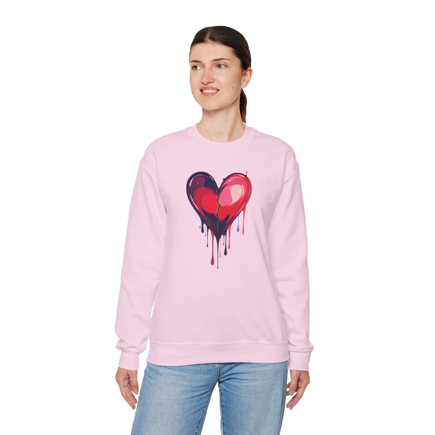 Red Heart Floral Sweatshirt Unisex Heavy Blend Crewneck Valentines Day Love Sweatshirt