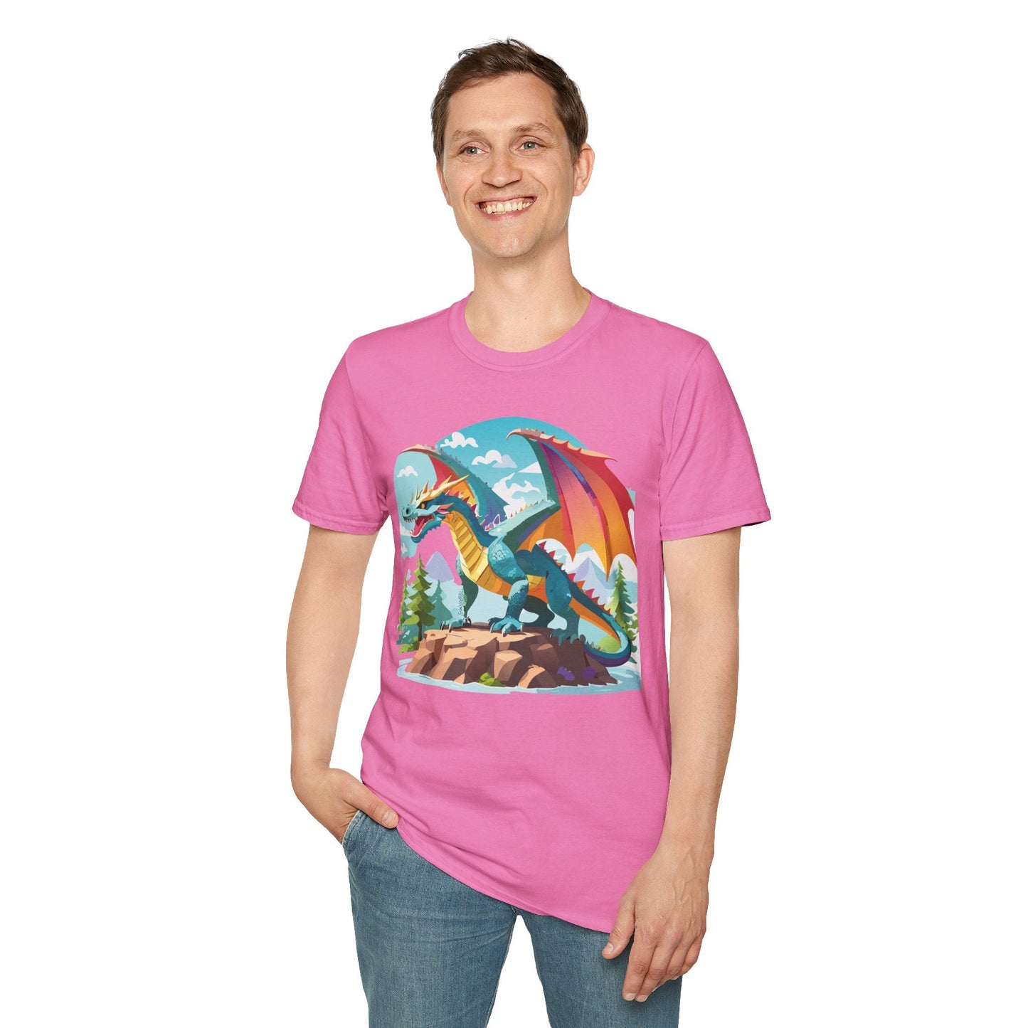 Dragon Graphic Unisex Cotton Softstyle Art Design Tee With Animals 23