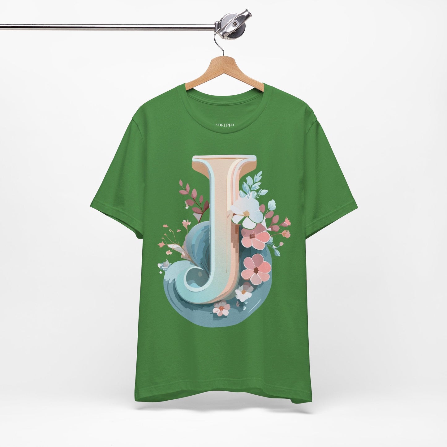 Letter J Shirt Graphic Unisex Tee With Original Vintage Inspired Artwork By Adelpha