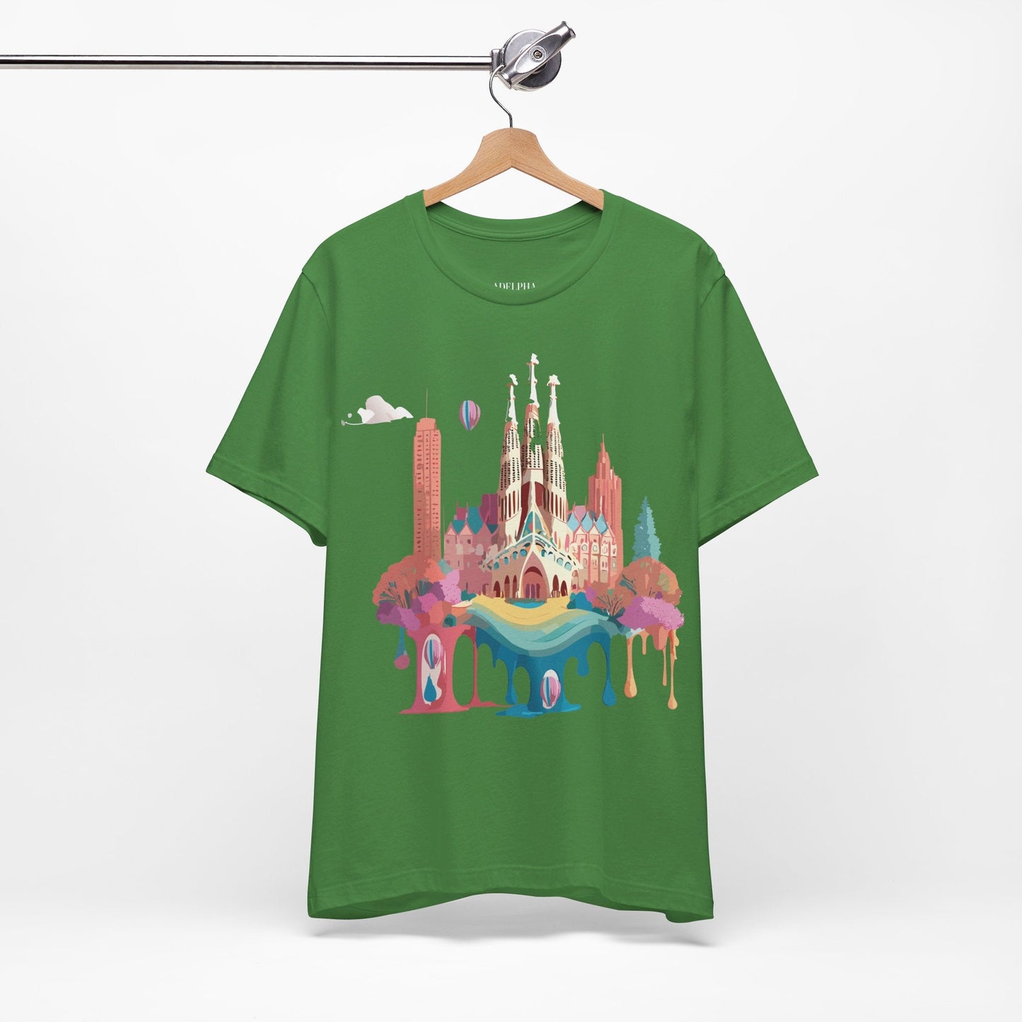 Adelpha Barcelona Themed Graphic Tee Unisex Short Sleeve Art Design For Everyday Comfort