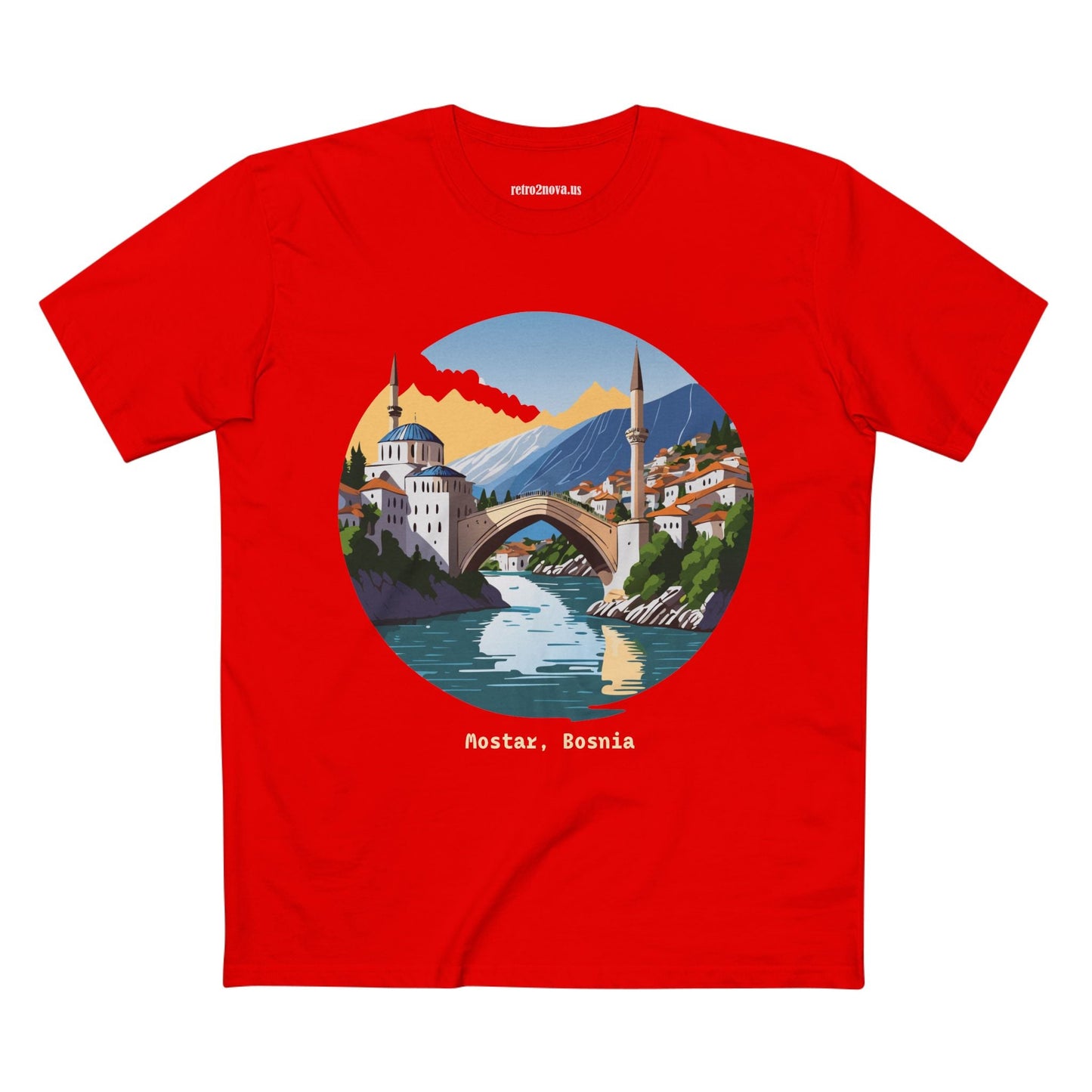 Bosnia Travel Shirt Unisex Premium Cotton Tee With Original Art Design Retro2Nova TT 48