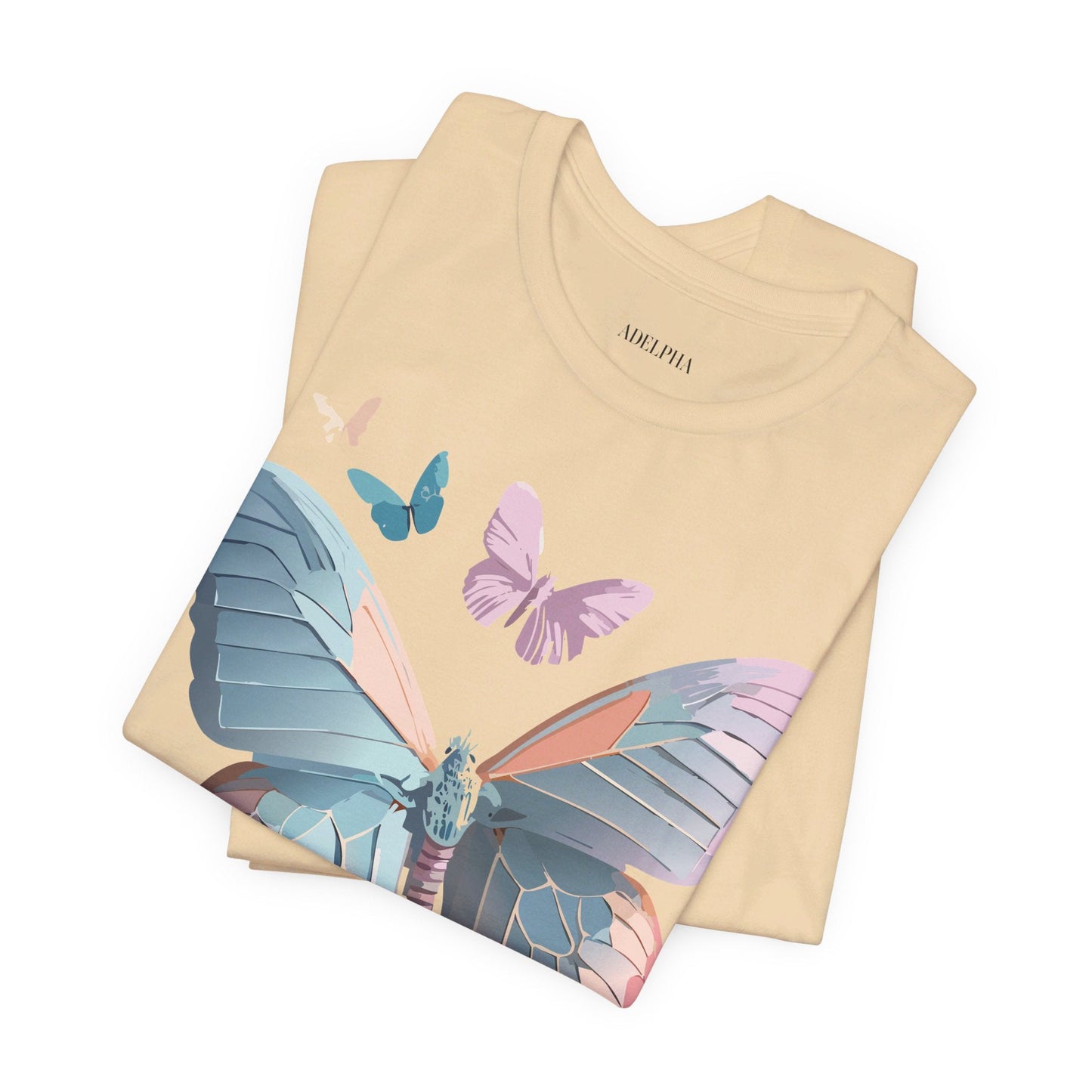 Butterfly Graphic Short Sleeve Tee Unisex Vintage Art Shirt By Adelpha