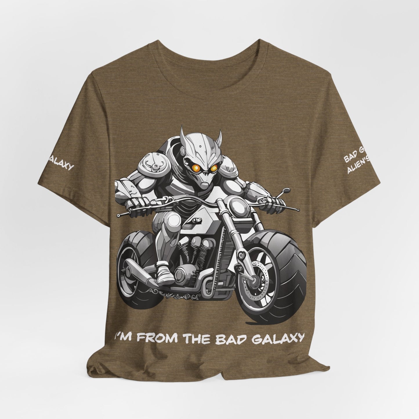 Tee Shirt With Alien From Bad Galaxy 100 Percent Cotton Lightweight Made In USA Eco Friendly Inks