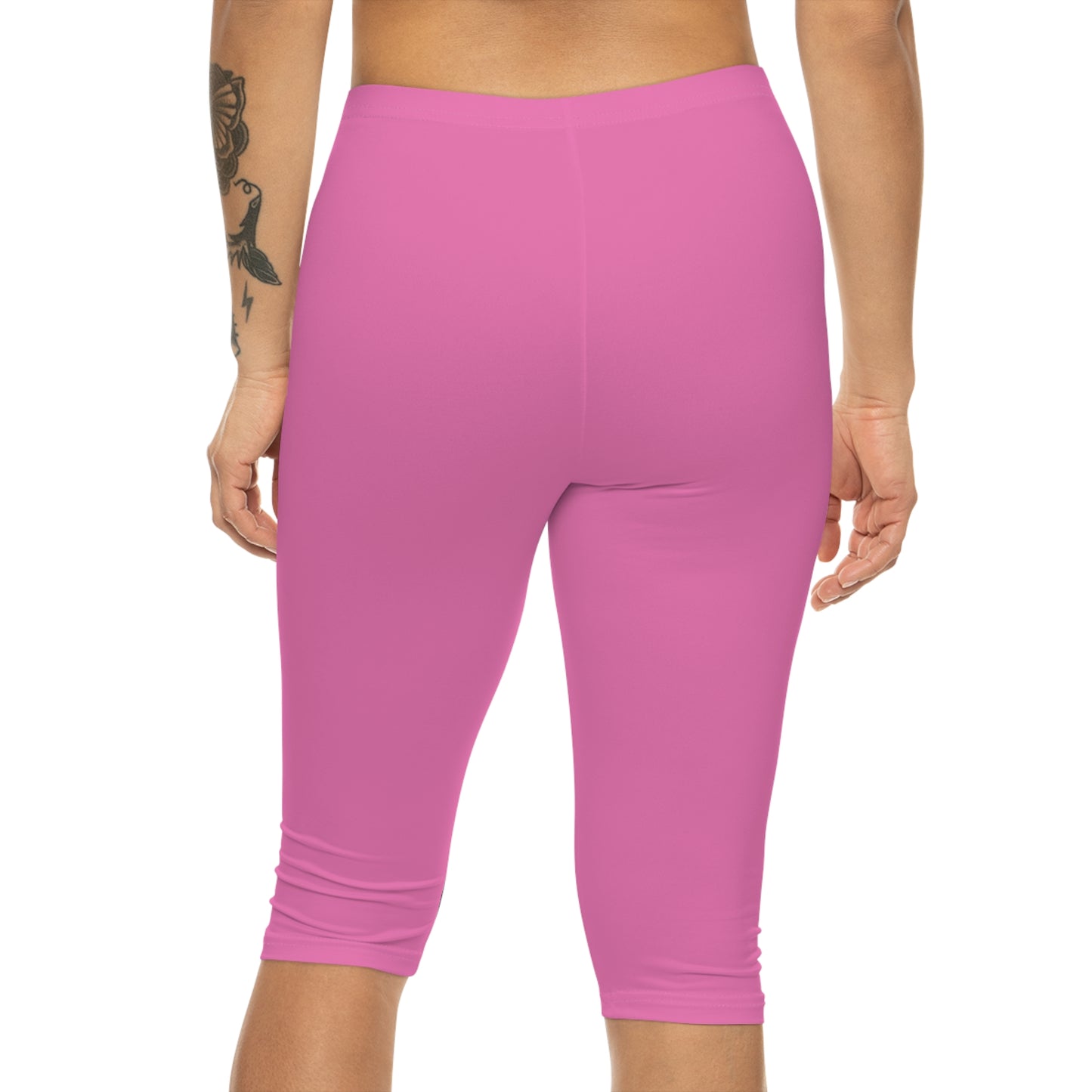 Pink Carnation Color Women's Brushed Suede Poly Span Casual Capri Leggings XS-2XL