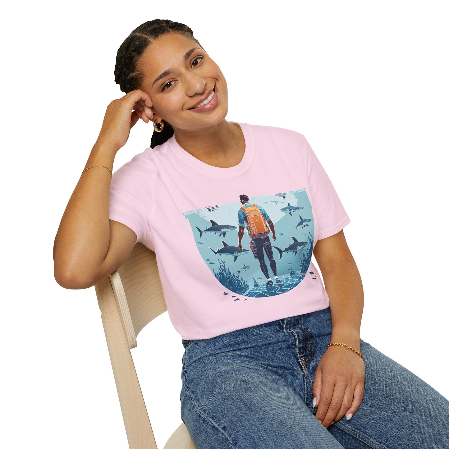 Ocean Tee Shirt Unisex Softstyle T Shirt With Ocean Art Design U Boat Theme Graphic Artwork Edition