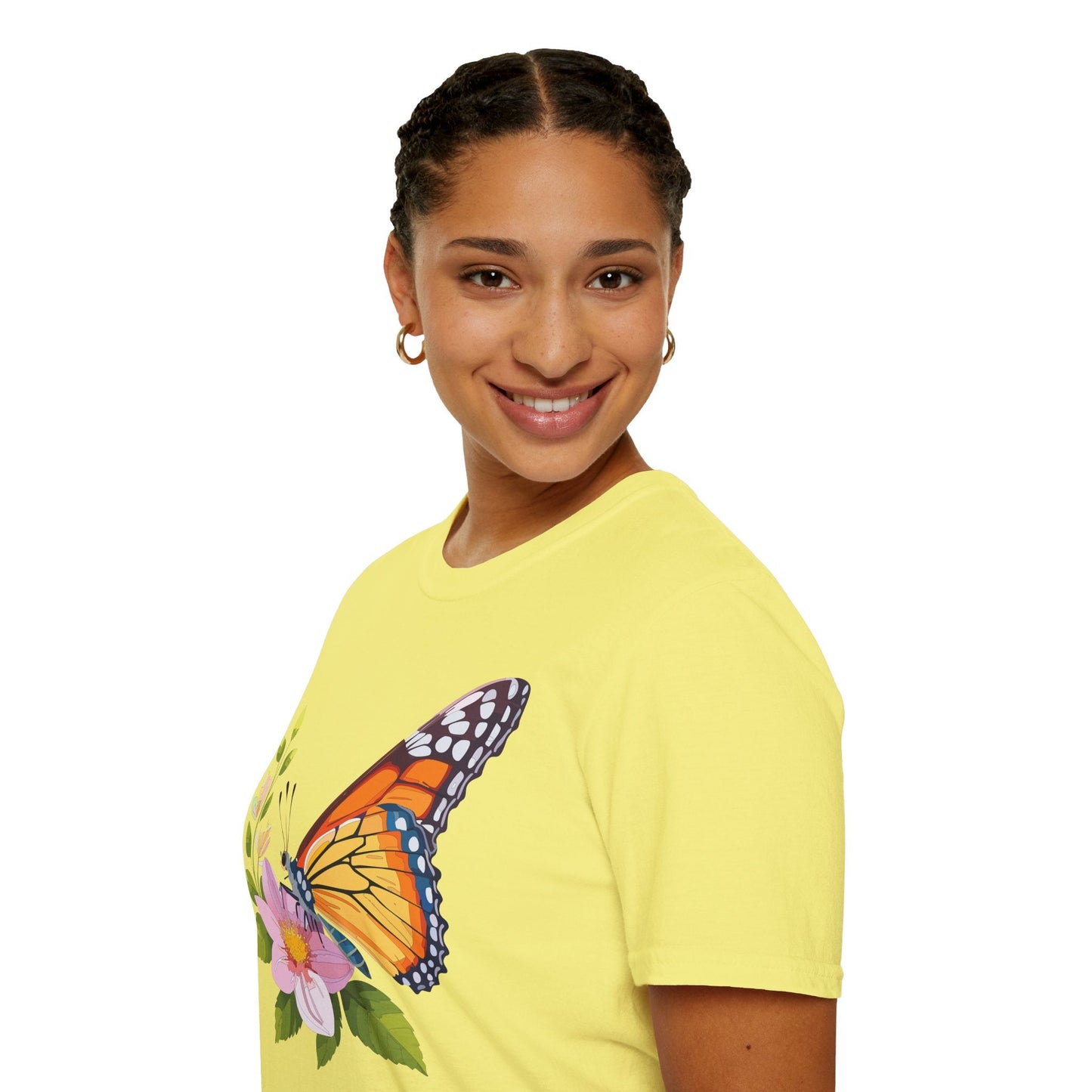 Butterfly T Shirt for Women and Men Monarch Print Softstyle Unisex Gildan 64000 Tee
