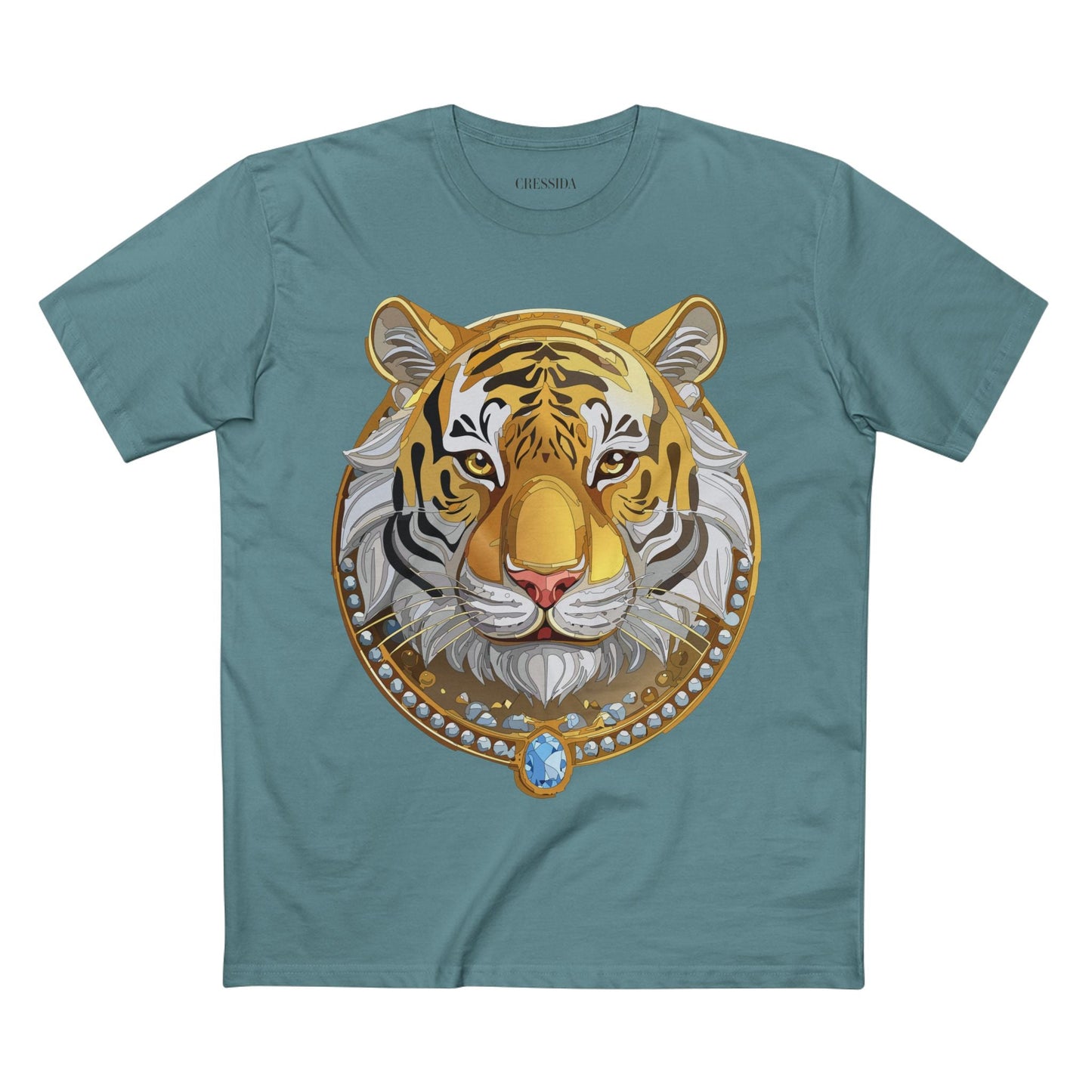 Tiger Graphic Unisex 100 Cotton Tee With Unique Animal Golden Medallion Art Design 4