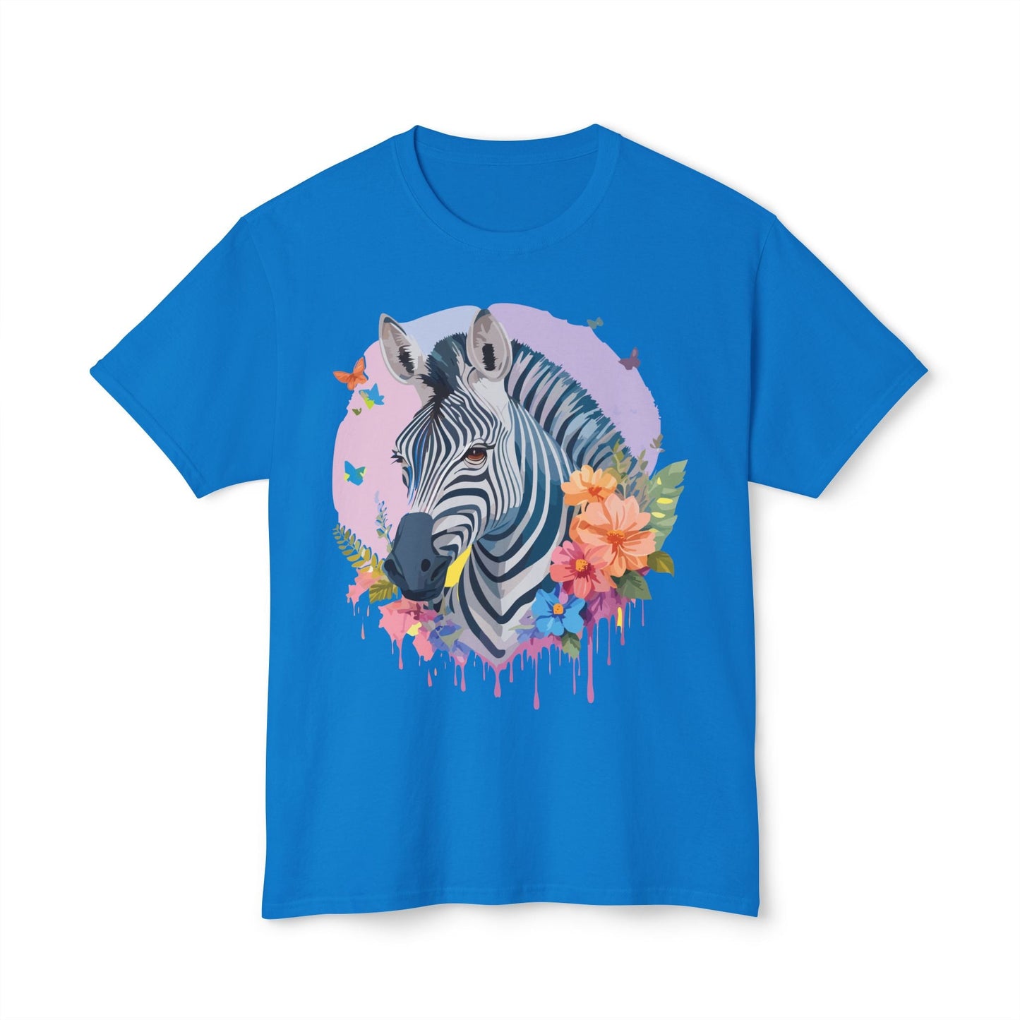 Unisex Zebra T Shirt With Art Print HD Cotton Vintage Zebra Tee Floral Design Graphic Tee