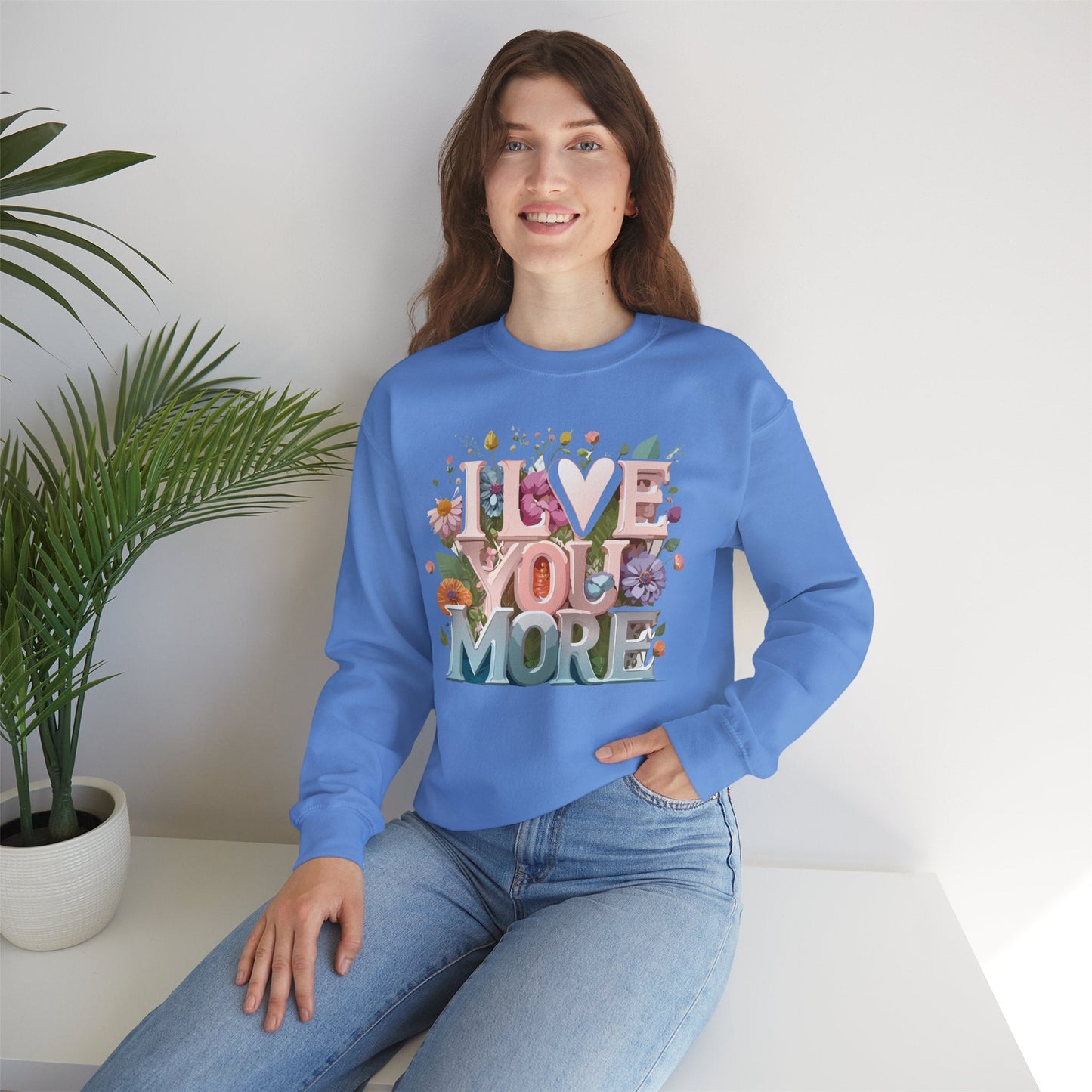 Floral Love Sweatshirt Unisex Crewneck Valentine Day Floral Print Cozy Winter Wear