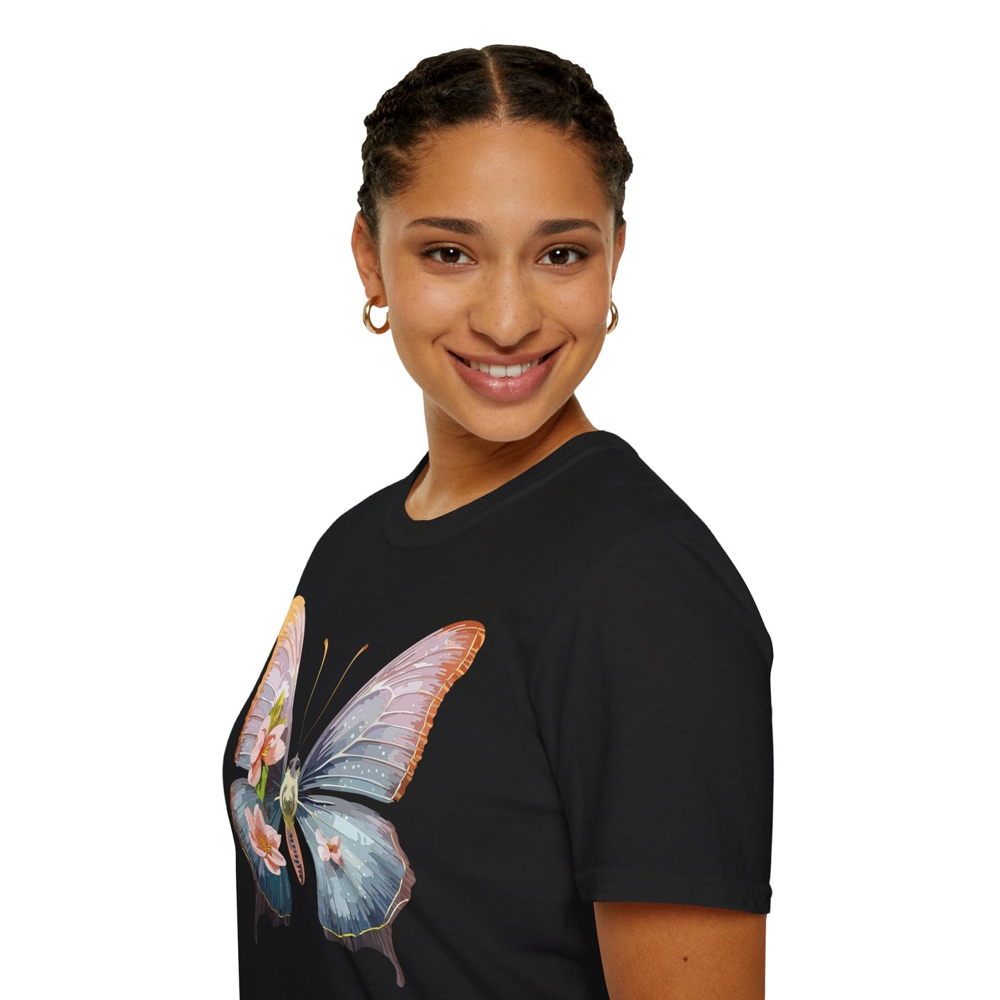 Butterfly Print T Shirt For Men Women Unisex Monarch Design Softstyle Cotton Tee