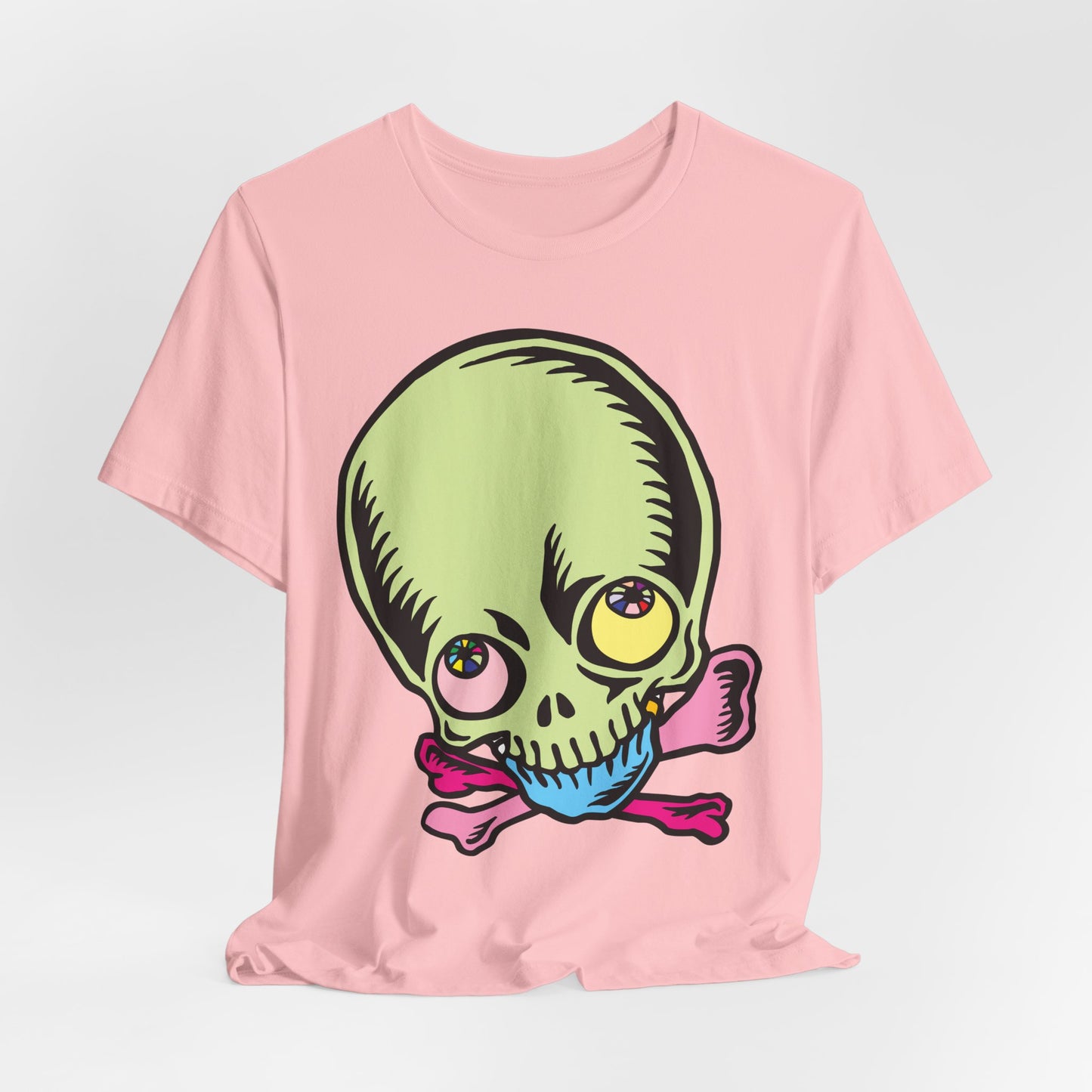 Lt Green Skull Graphic Design Tee, Skull Shirt, Vintage Tees, Art Design T-Shirt, Vintage Graphic Tee, Art Shirts with Skulls