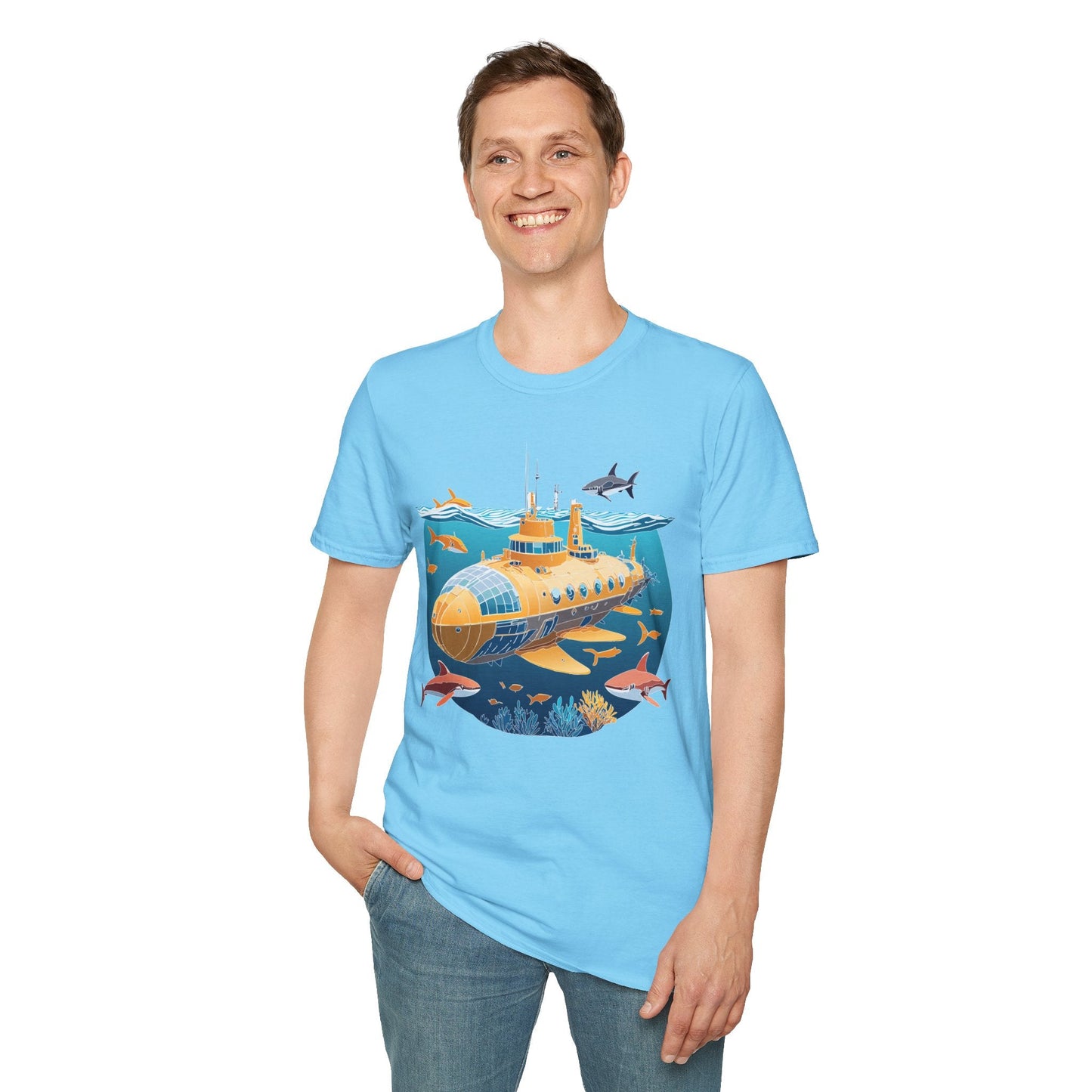 Ocean Themed Unisex Softstyle T Shirt 100 Percent Ring Spun Cotton U Boat Design Tee Everyday