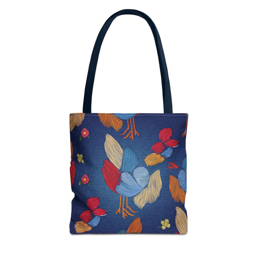 Denim Fabric Imitation Print Unisex Canvas Bag Poly Spun 3 Sizes Tote Bag 194-2