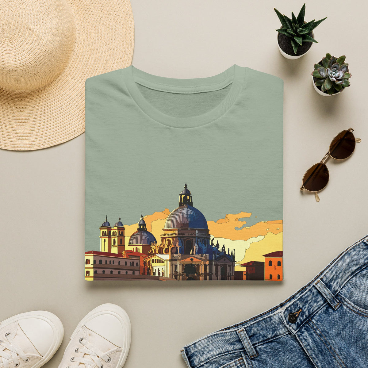Venice Sunset Basilica T-Shirt | Italian Cityscape Tee