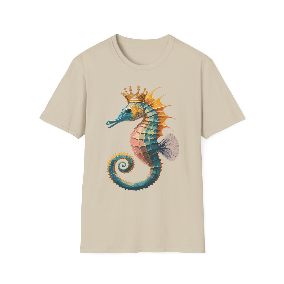 Crowned Seahorse T-Shirt | Colorful King Seahorse Illustration Tee