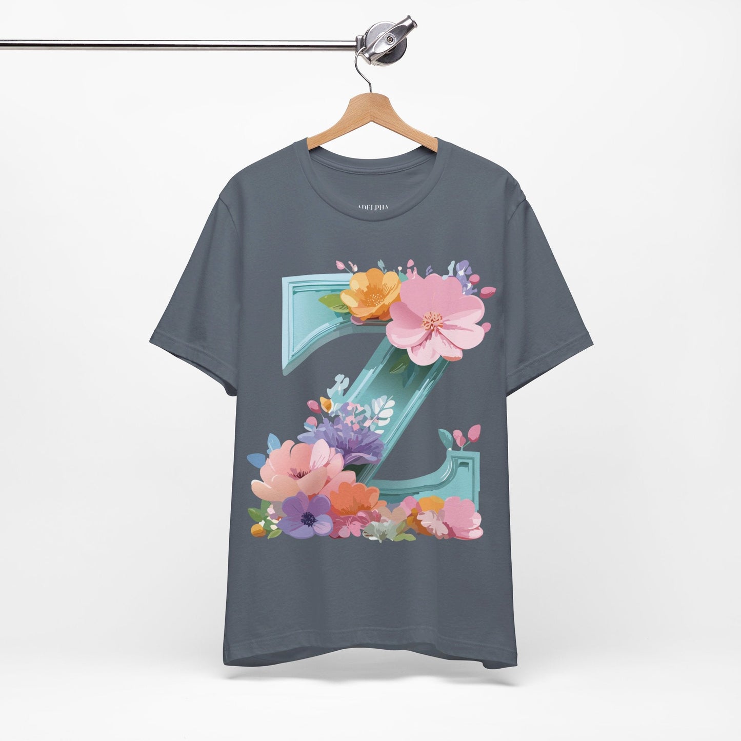 Letter Z Shirt Graphic Tee Unisex Jersey Short Sleeve By Adelpha Vintage Inspired Artwork