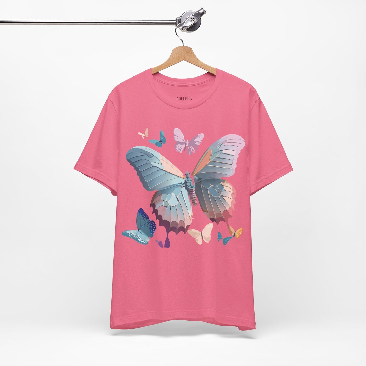 Butterfly Graphic Short Sleeve Tee Unisex Vintage Art Shirt By Adelpha
